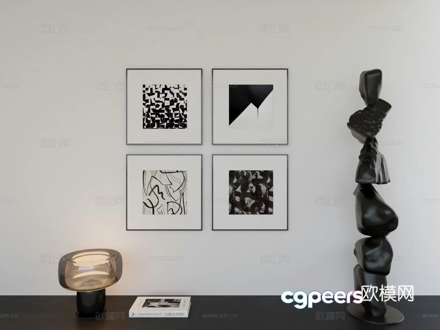 Modern minimalist hanging painting minimalist array hanging painting 3D model