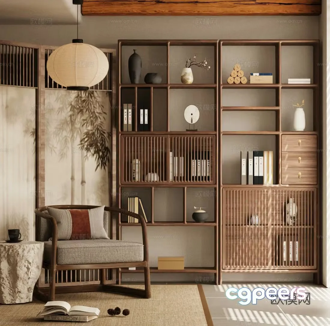 New Chinese style Zen Taishi Chair New Chinese style end-view bo ancient rack New Chinese style storage rack Chinese style leisure chair 3D model
