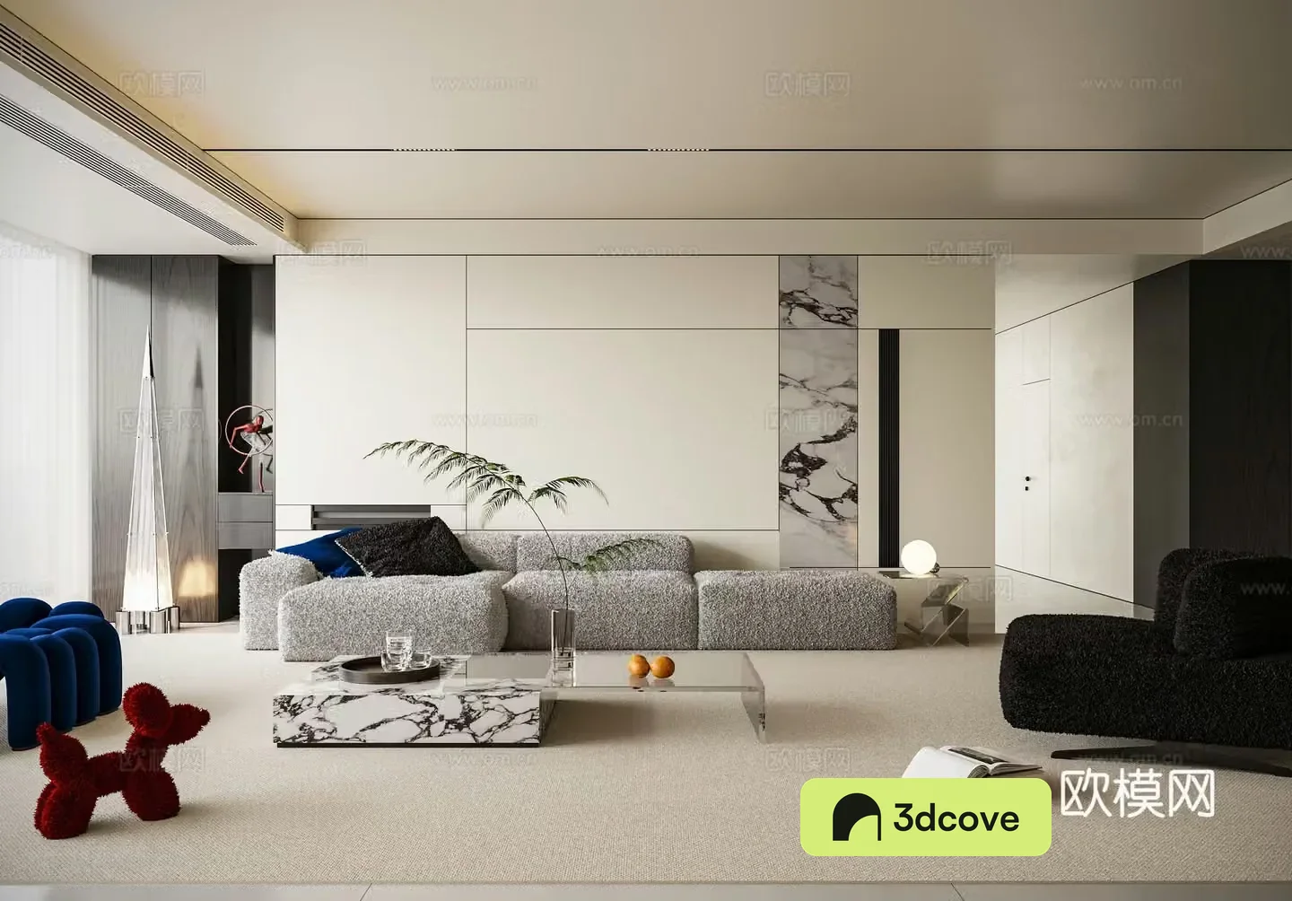 Modern minimalist living room sofa wall