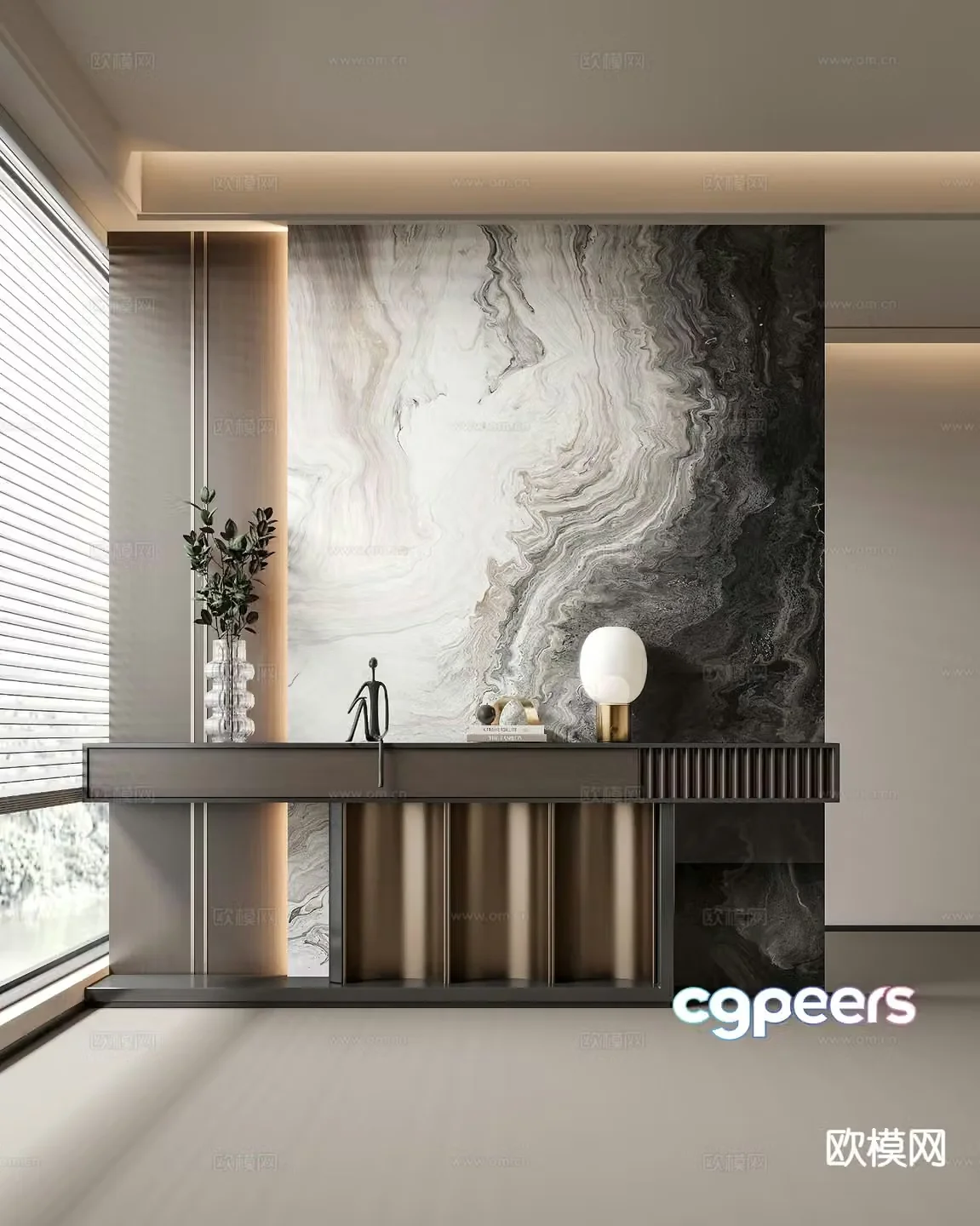 Modern console table console table facing wall 3d model