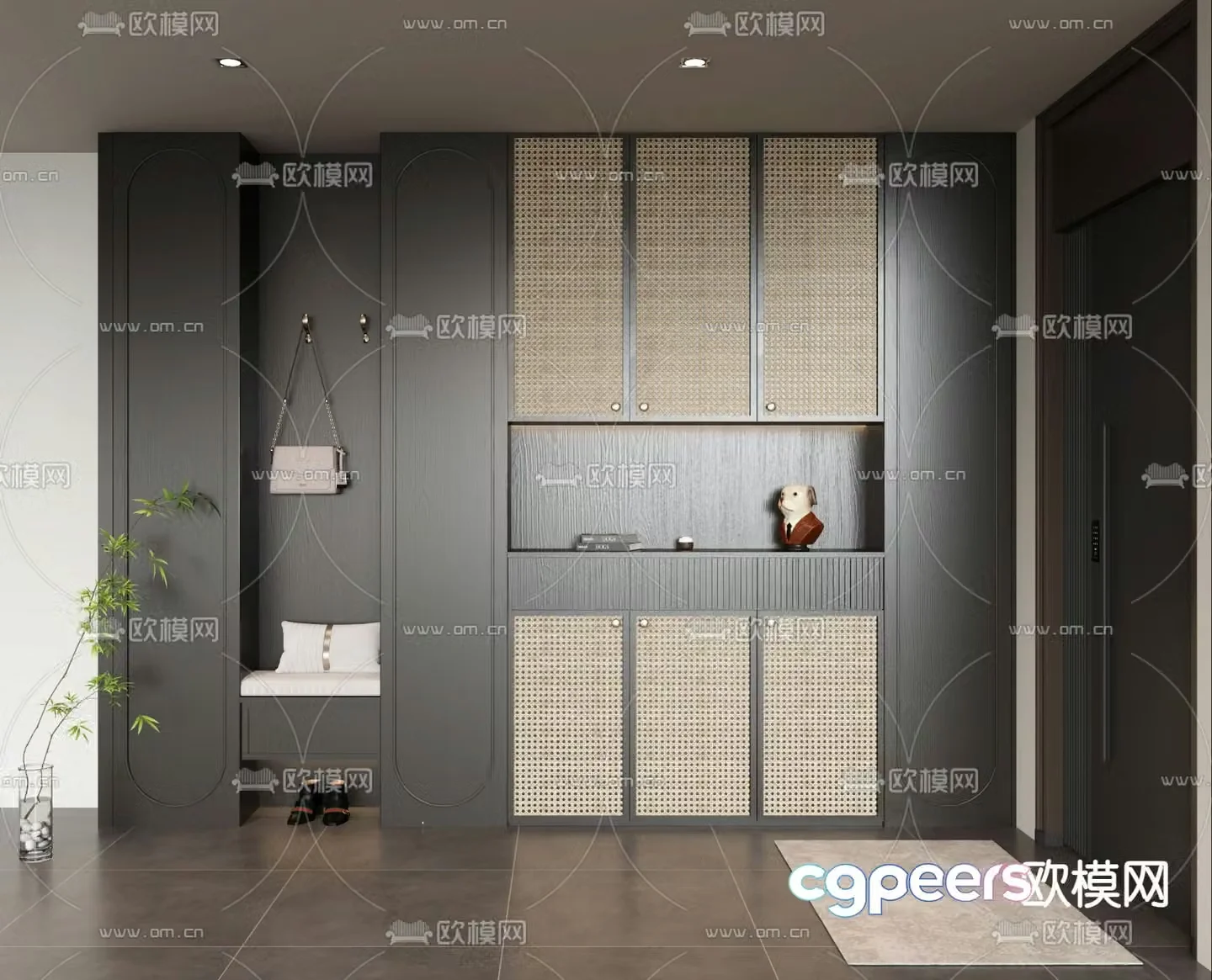 Wasabi wind shoe cabinet entrance cabinet 3D model