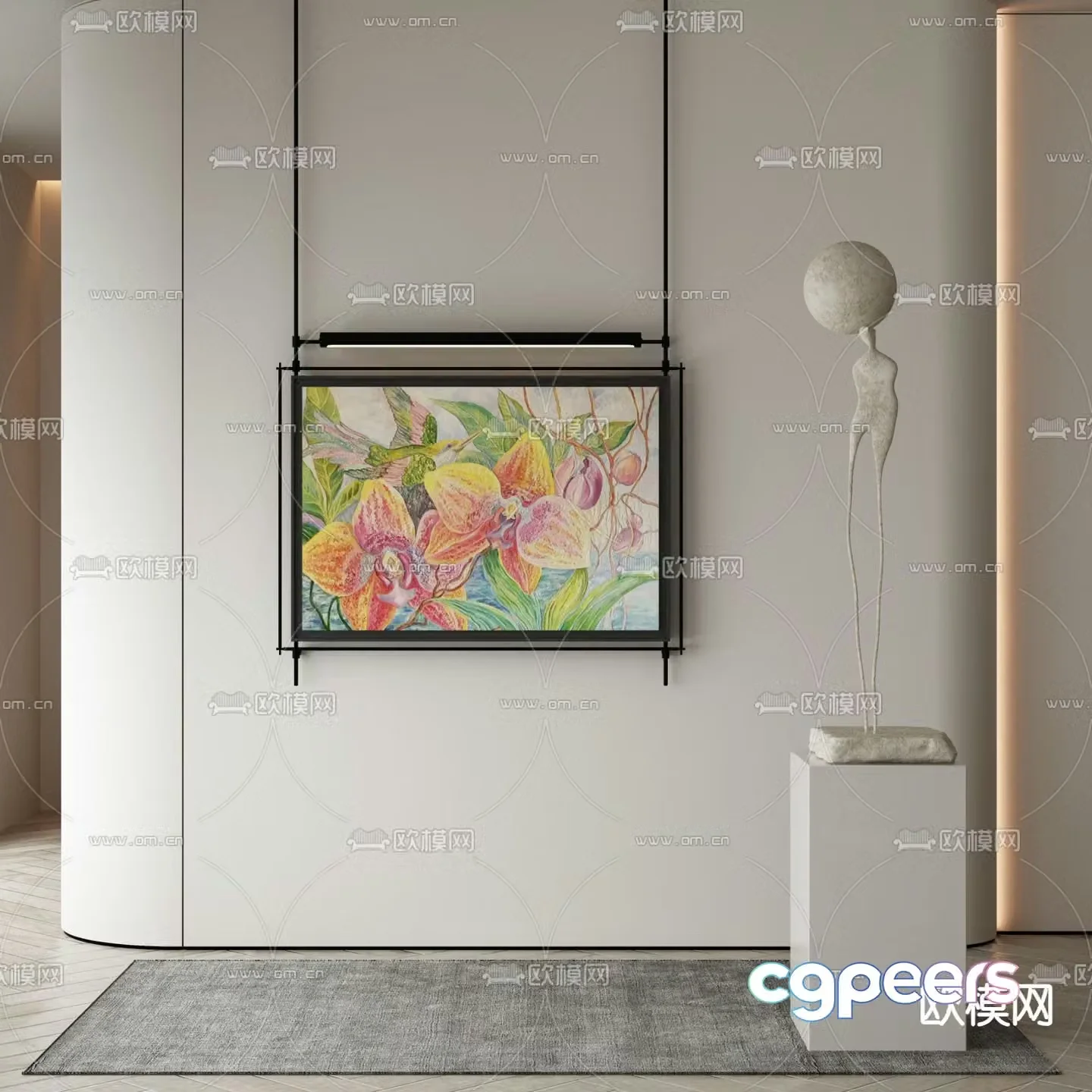 Wasabi style oil painting flower painting decorative painting 3d model