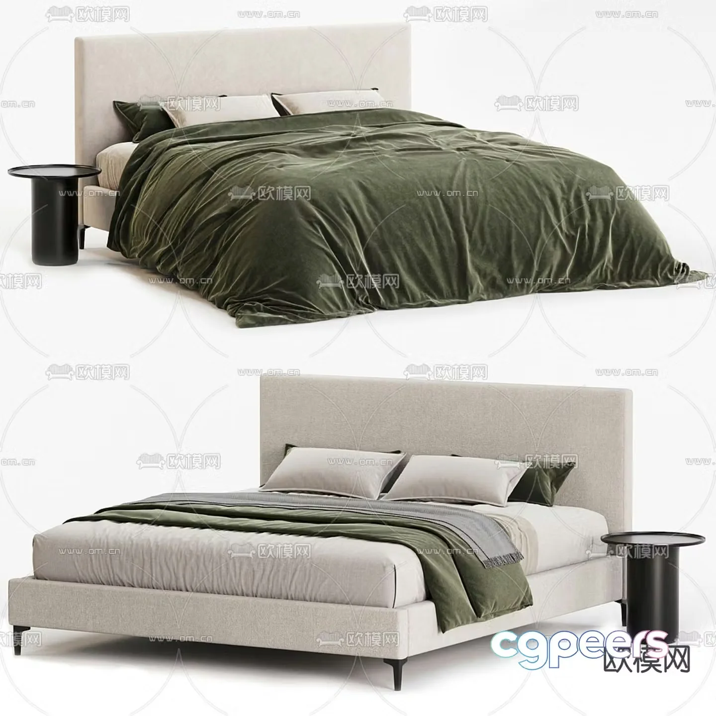 Modern double bed 3d model