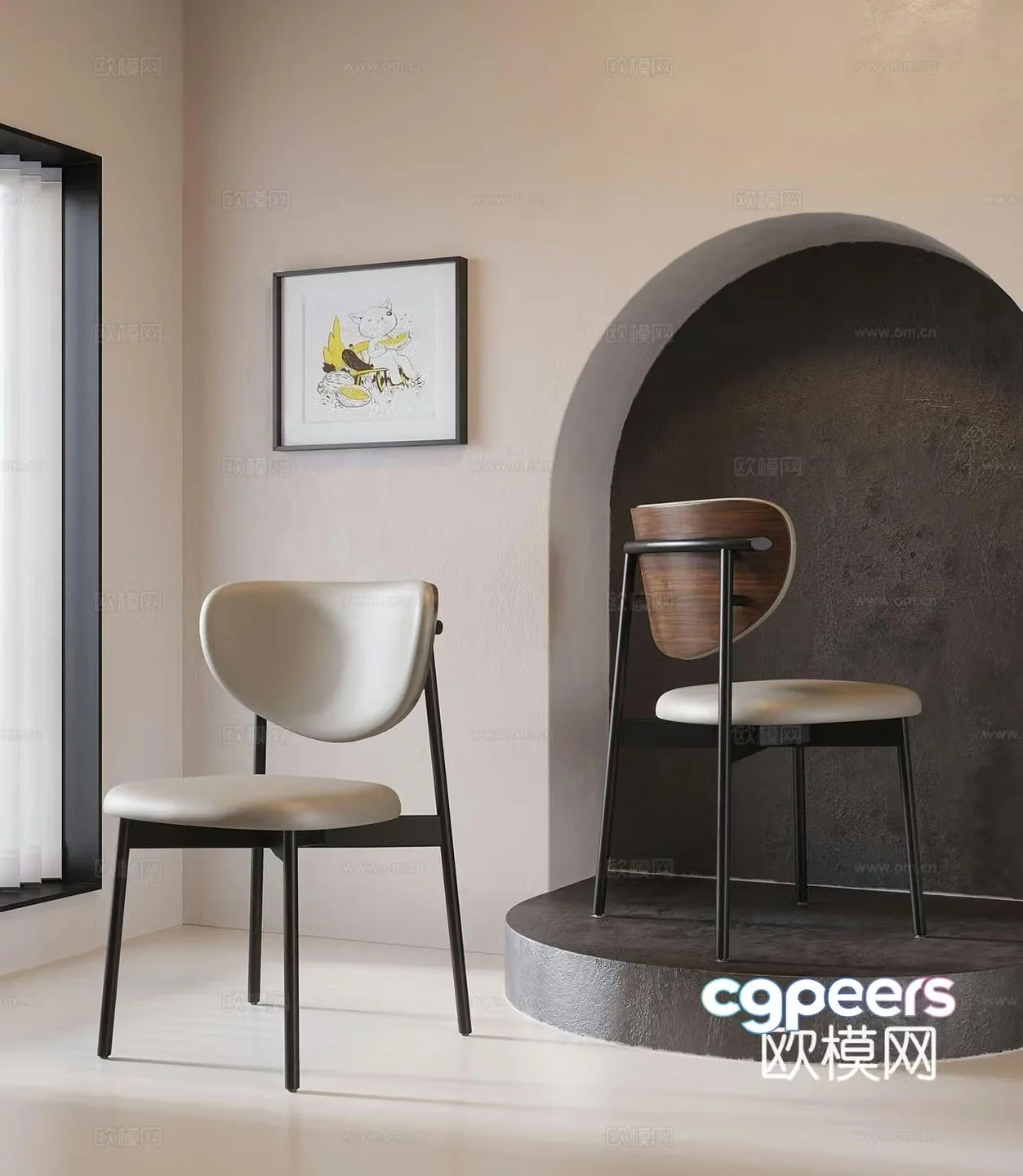 Modern minimalist dining chair_Dining chair 3D model