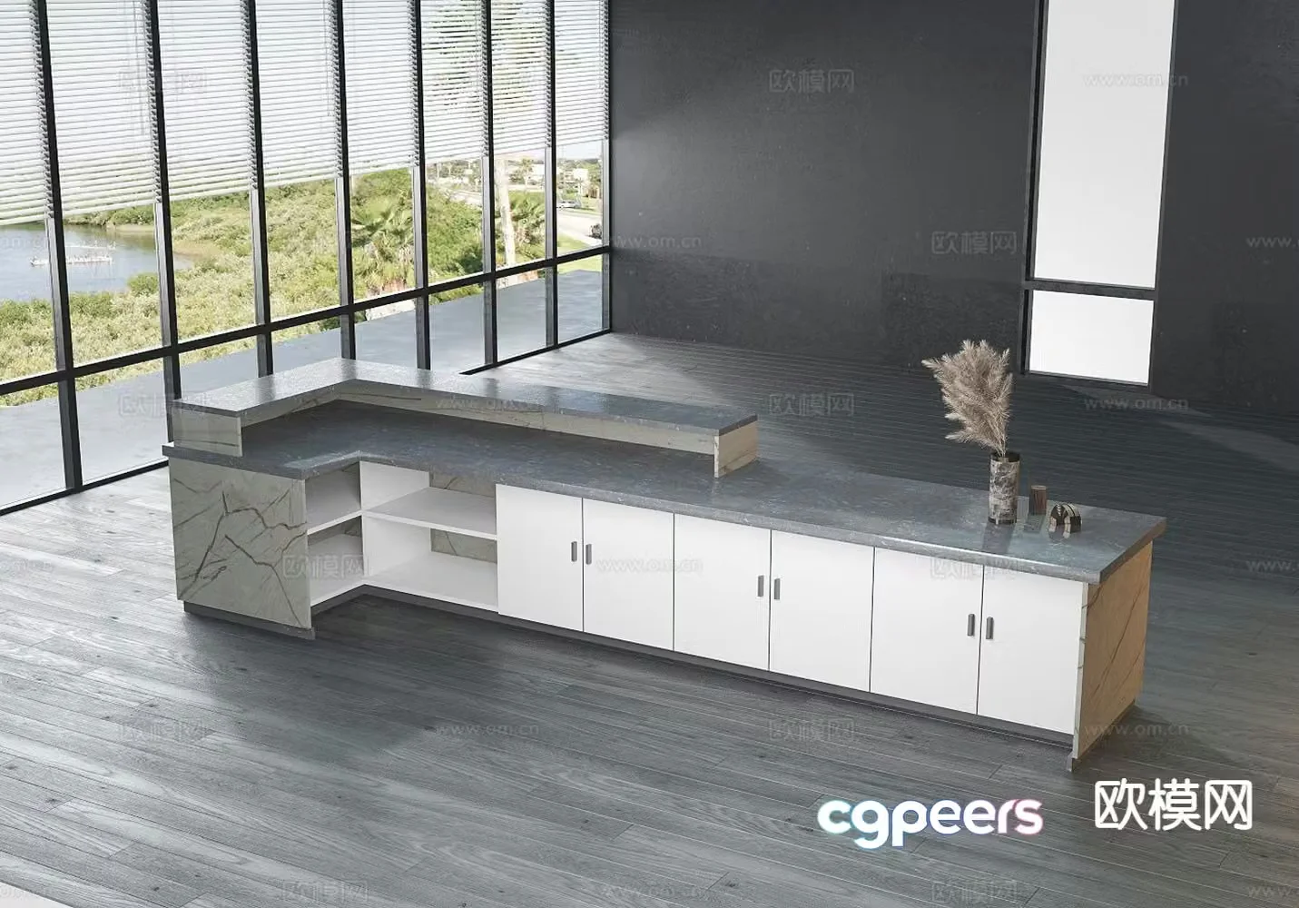 Modern minimalist front desk bar reception desk 3d model