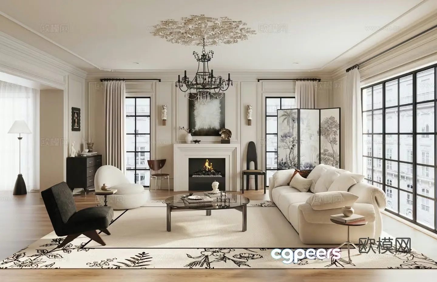 French living room 3d model