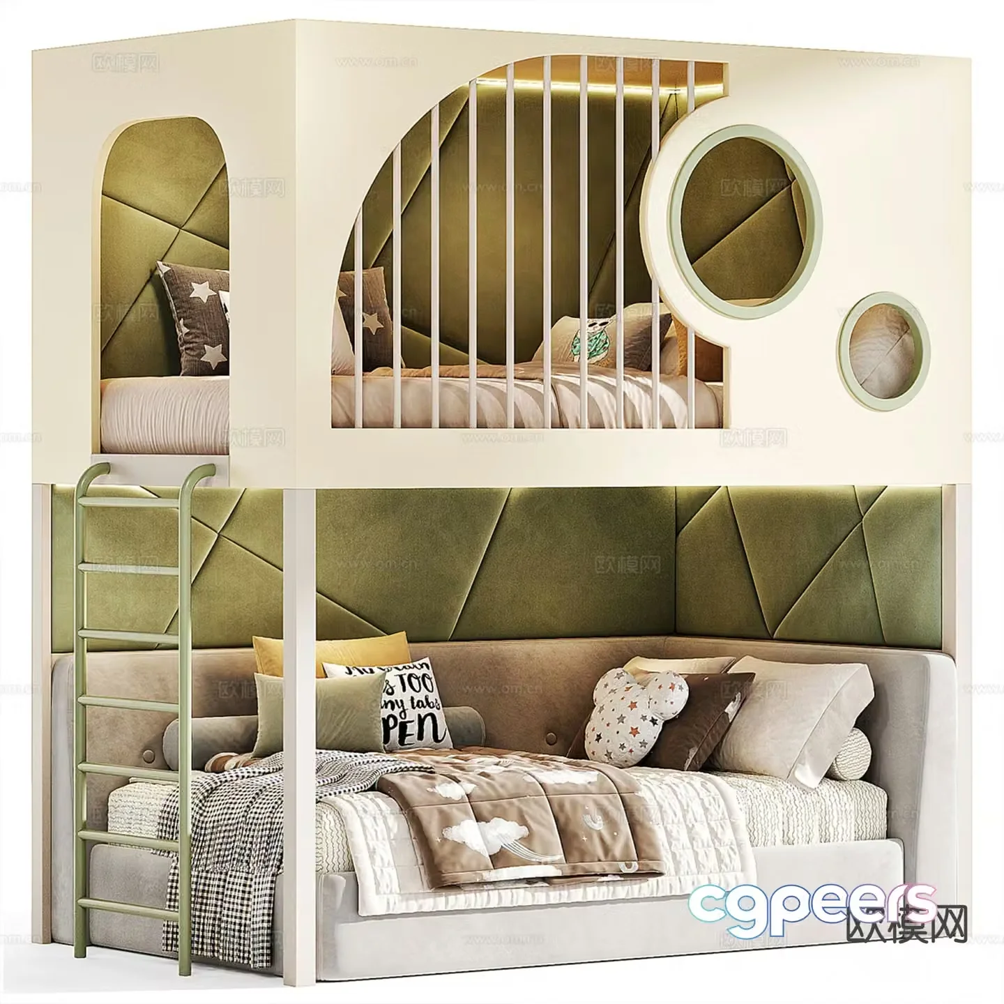 Modern children’s bunk bed 3d model