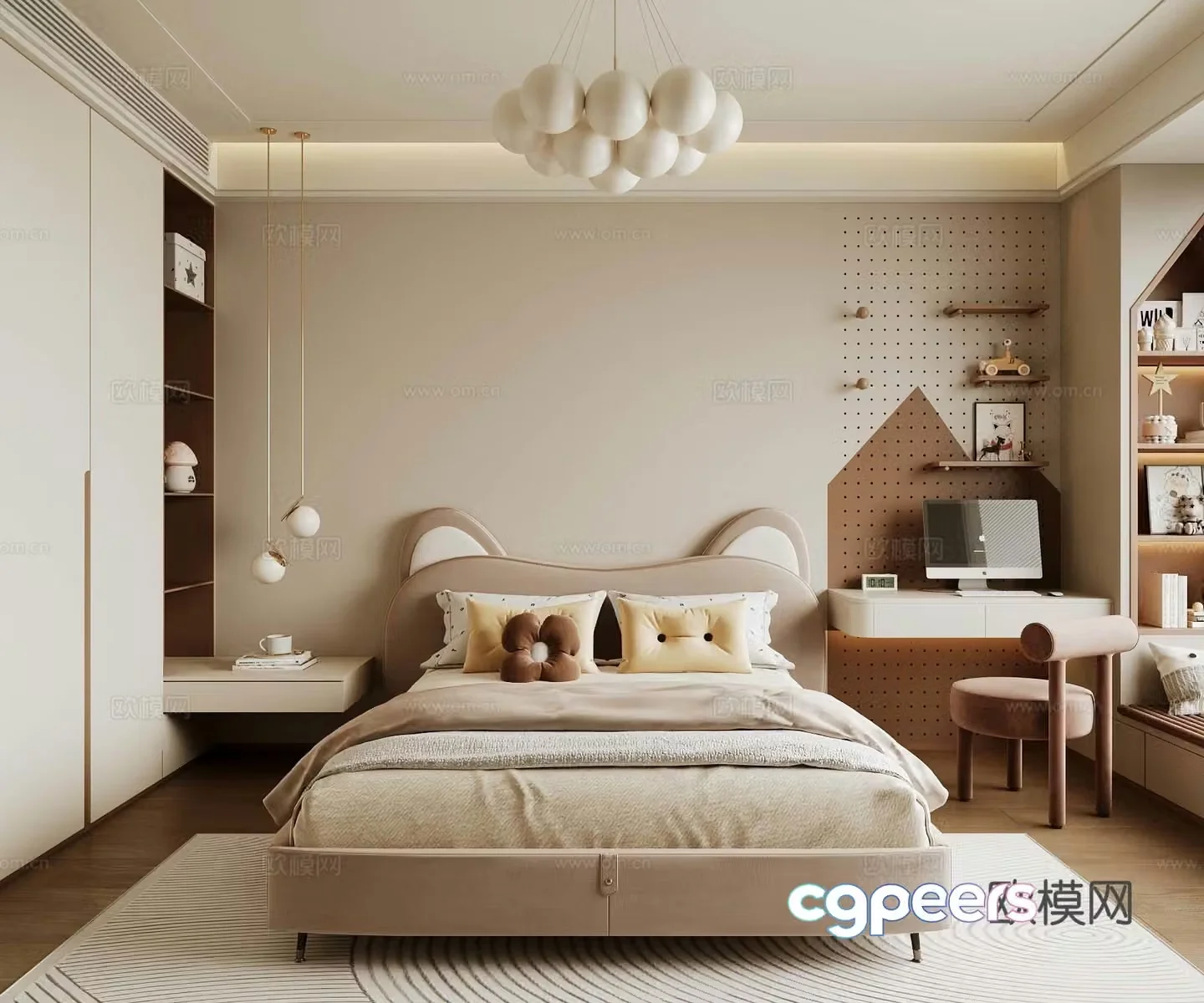 03 Modern universal children’s room Modern children’s room Girls room Children’s wardrobe 3d model