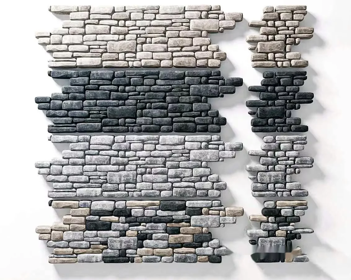 Gray Stone Wall 3D Model – 1953 – VRAY Render