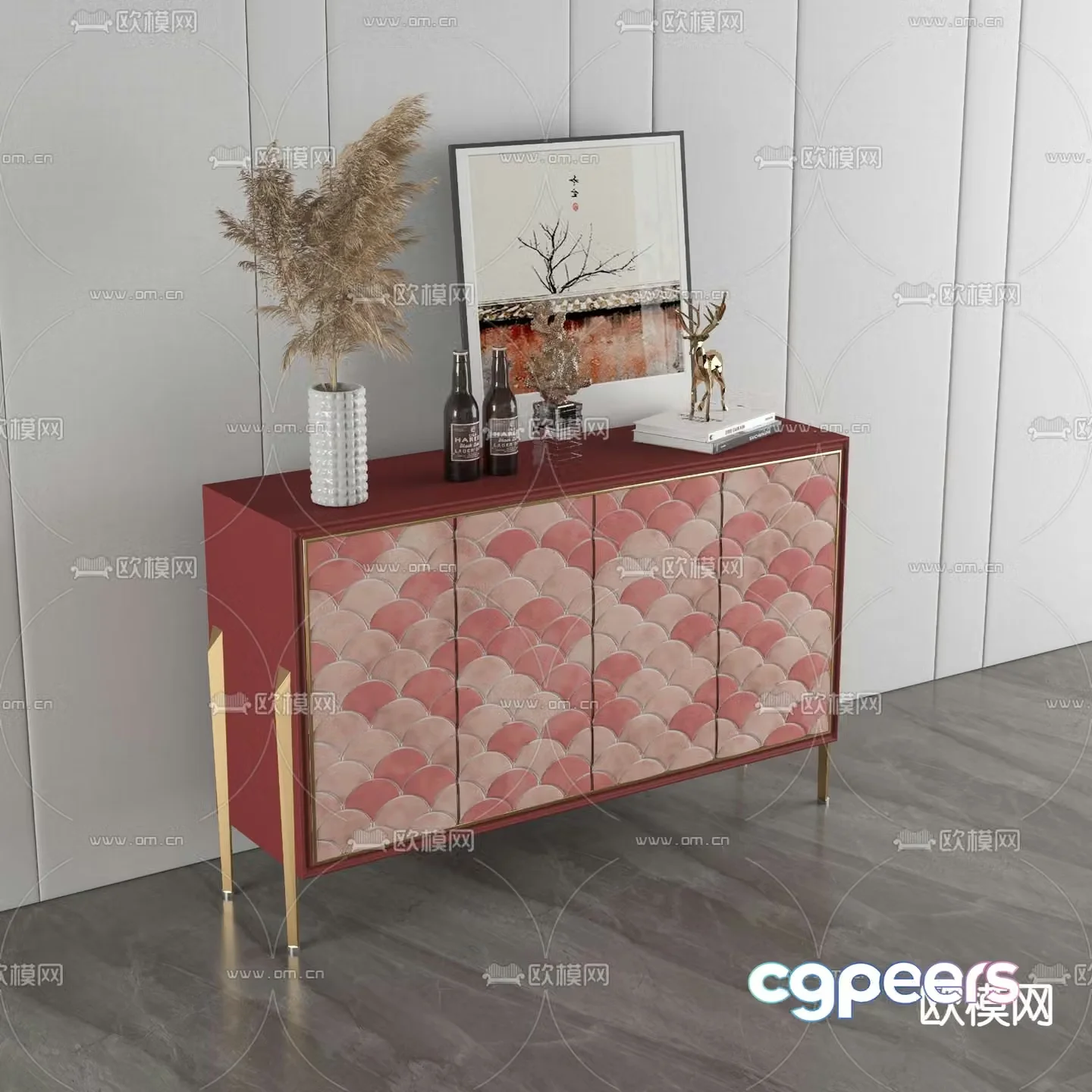 Side cabinet entrance cabinet end view cabinet 3D model