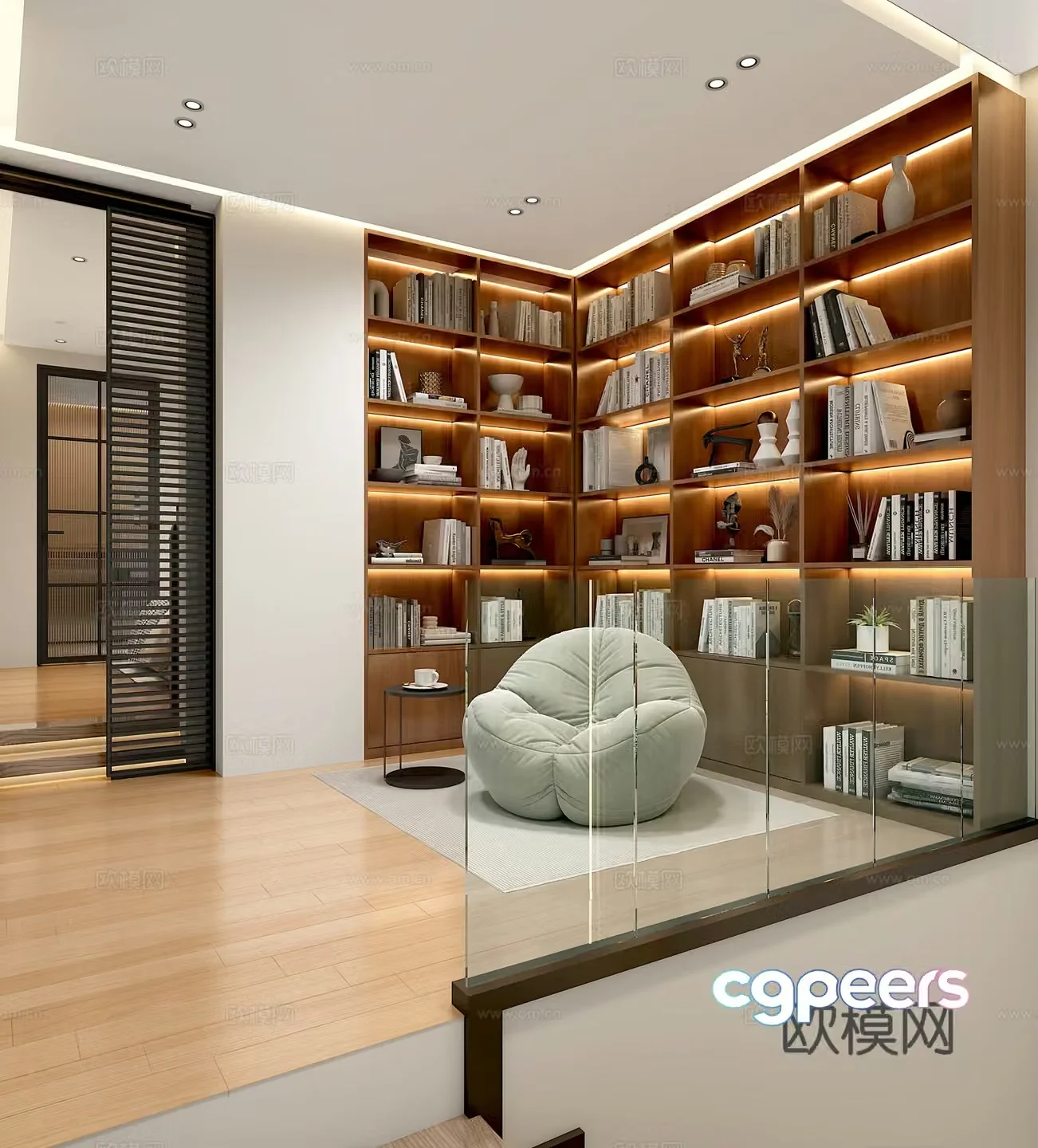 Modern leisure study plus bedroom 3D model