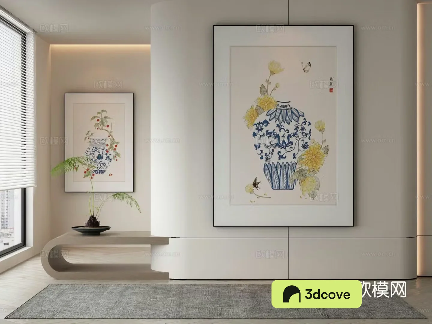 New Chinese style decorative painting abstract painting vase hanging painting