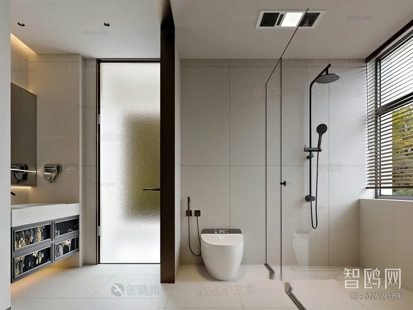 Modern Bathroom Interior 3D Model – 13628 – VRAY Render