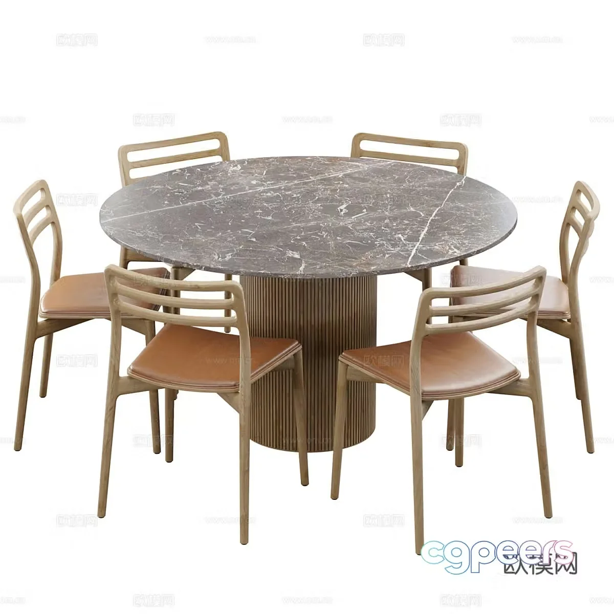 New Chinese dining table and chair 3D model