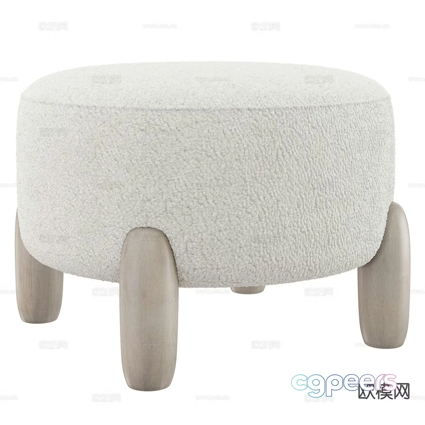 Plush stool sofa stool 3d model