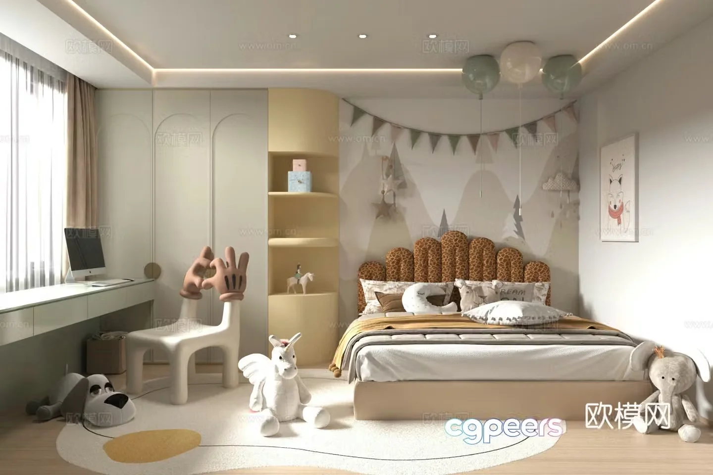 Modern children’s room Children’s entertainment room Toy room Children’s bed 3d model