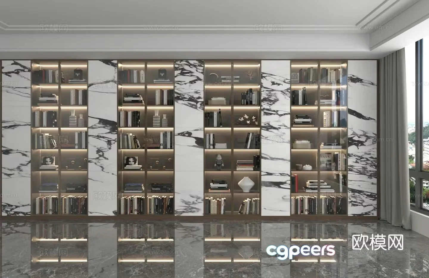 Modern bookcase 3d model