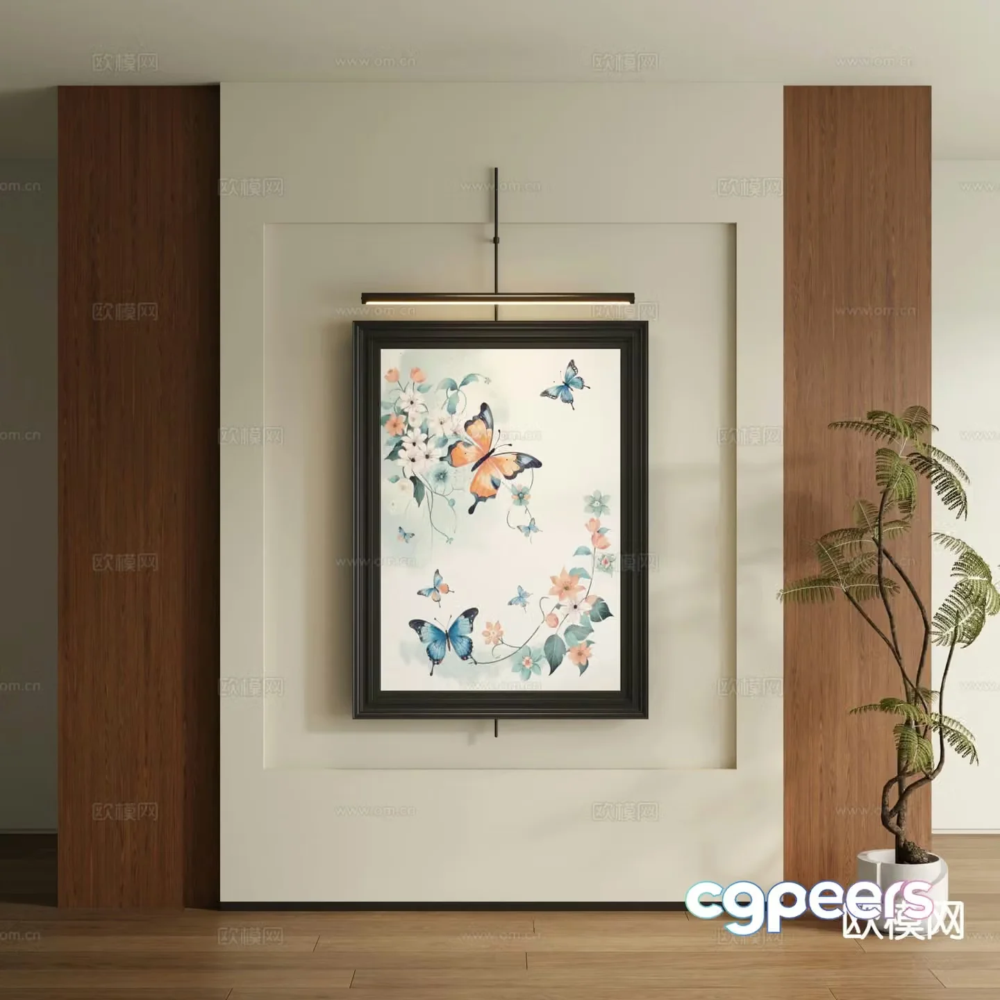 New Chinese style decorative painting art painting butterfly hanging painting 3d model