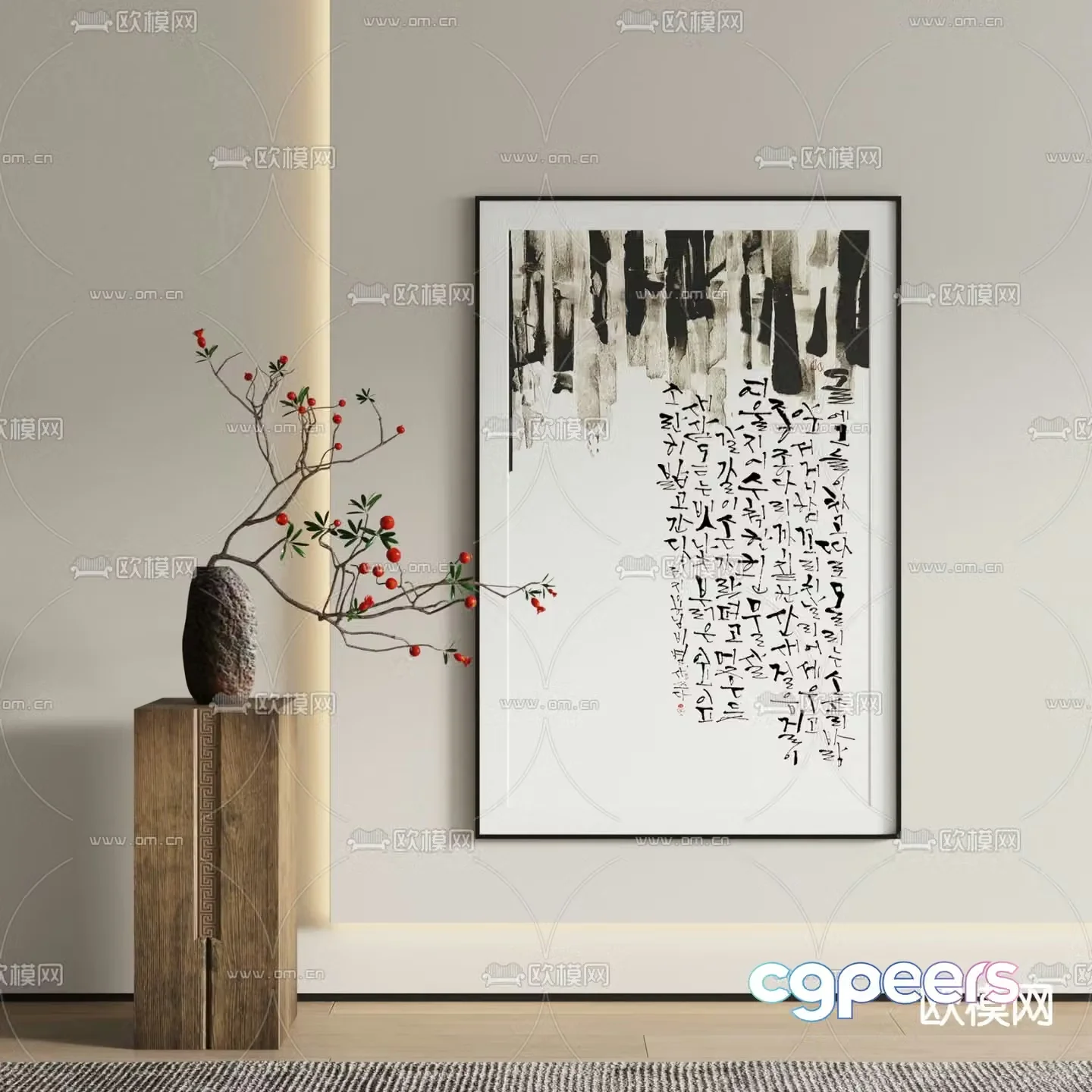 New Chinese style decorative paintings ink paintings hanging paintings 3D model