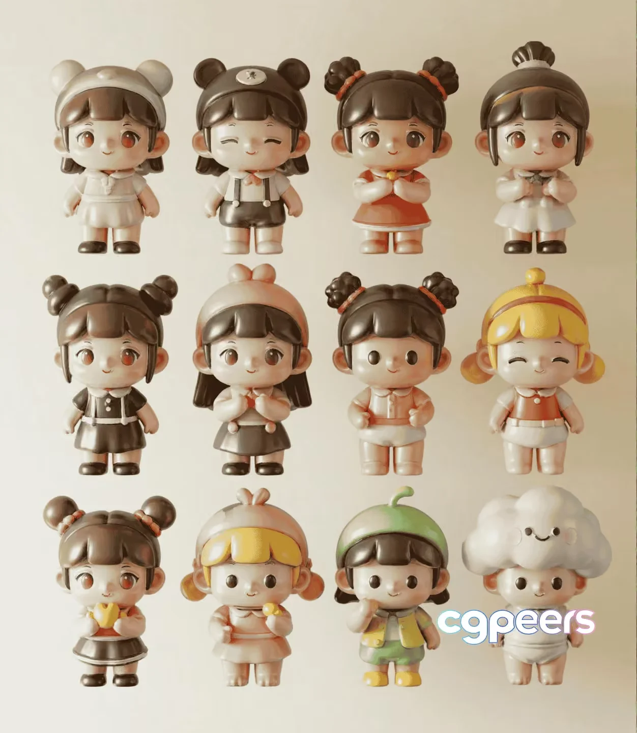Small Cartoon Figures 3D Model – 14231 – CORONA Render