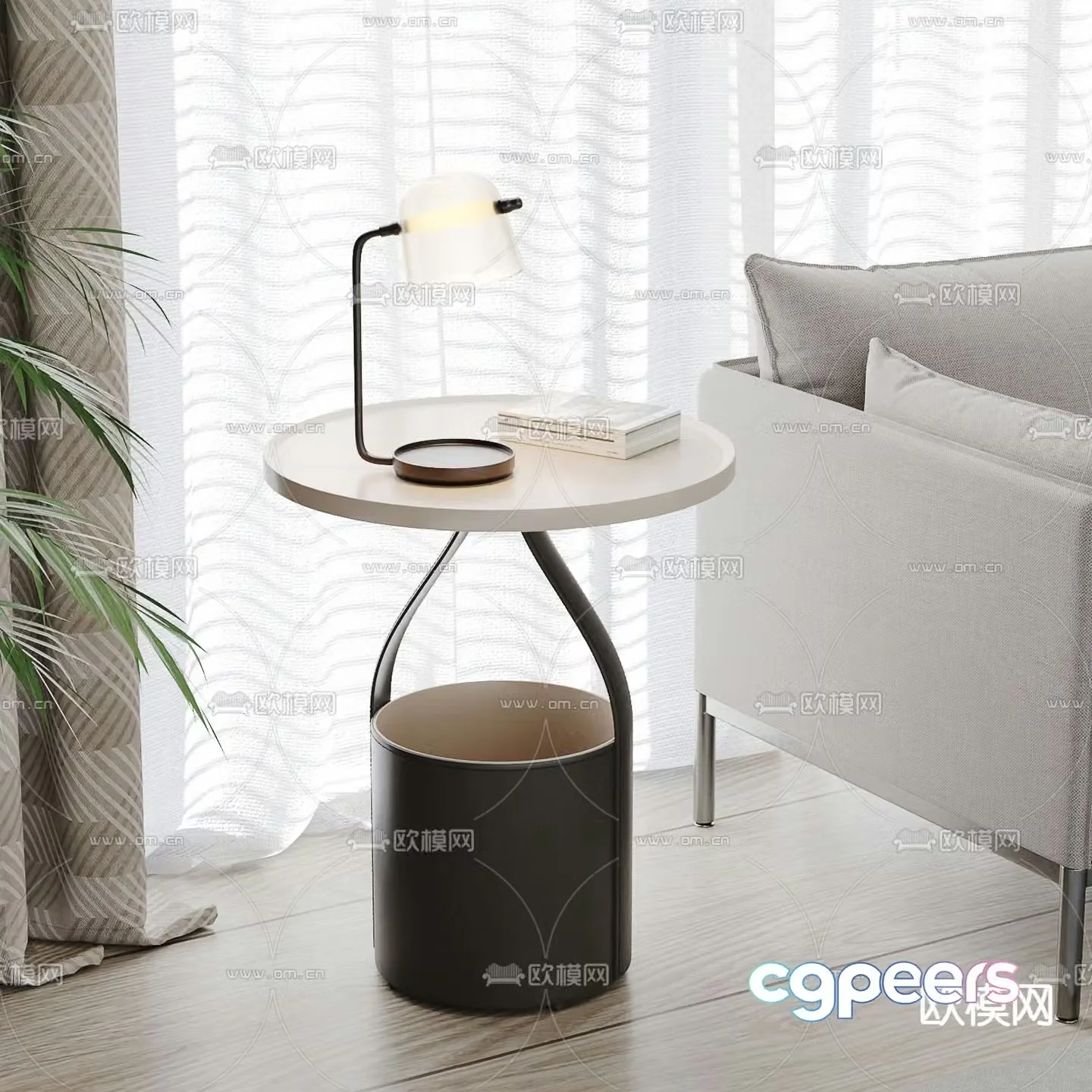 Modern round table side table angle table 3D model