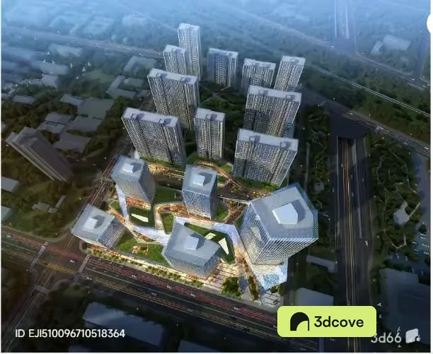 The Main Subject Is A 3D Rendering Of A Cityscape With Tall
