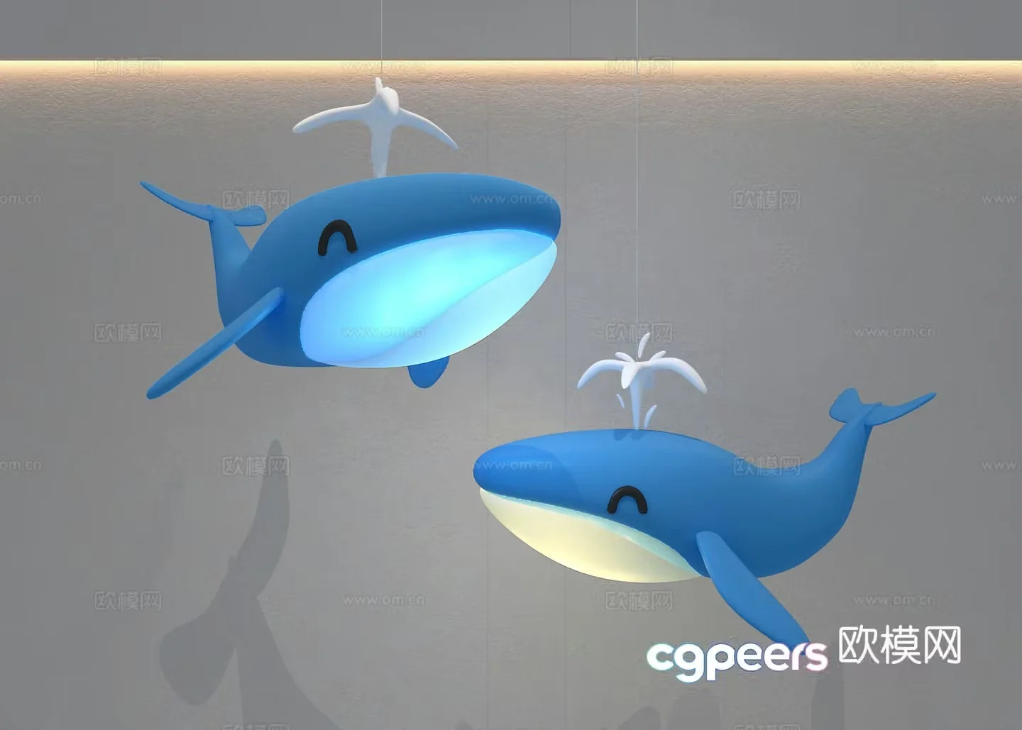 Whale Chandelier 3d Model