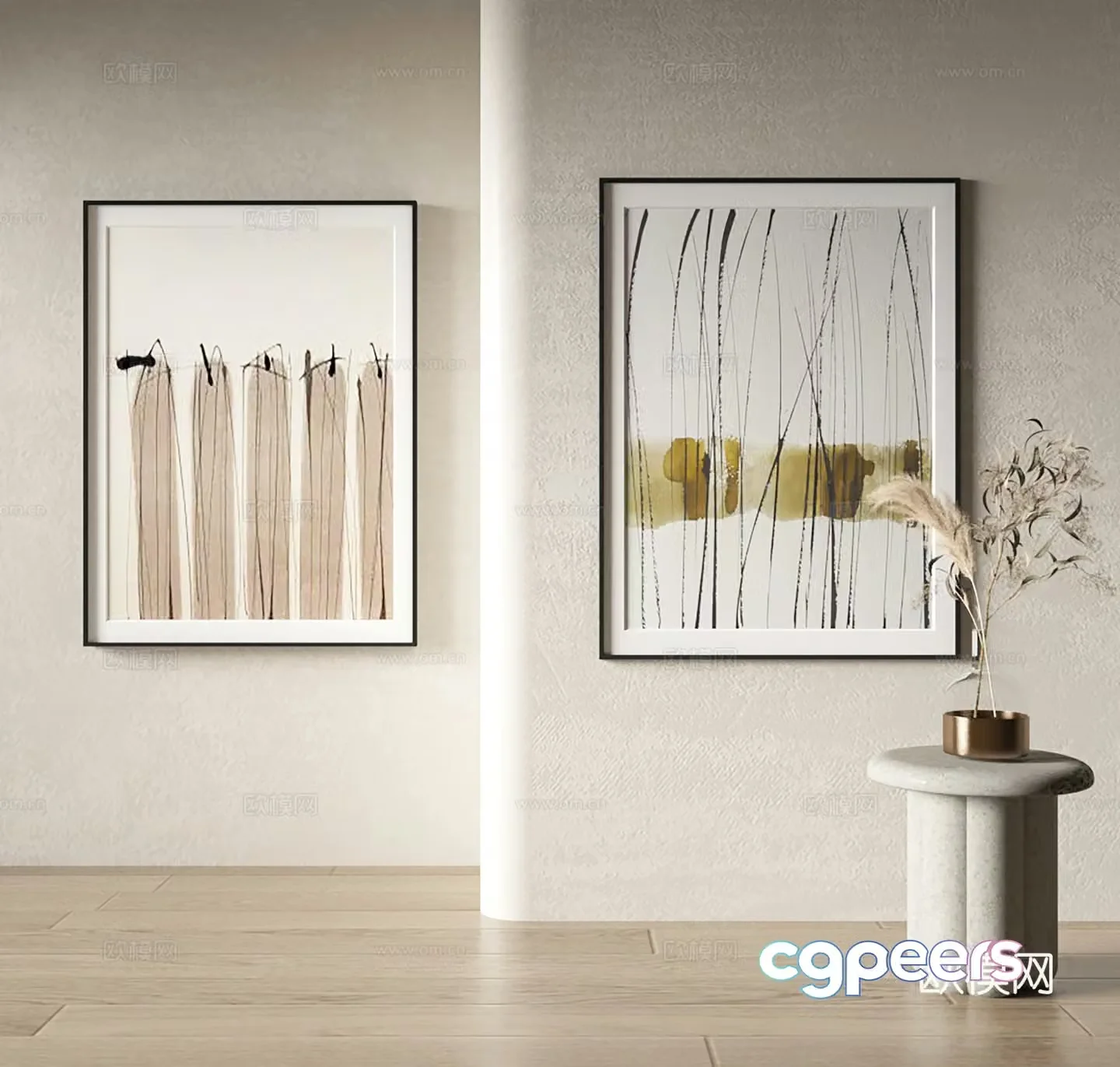 New Chinese style decorative painting ink abstract painting 3d model
