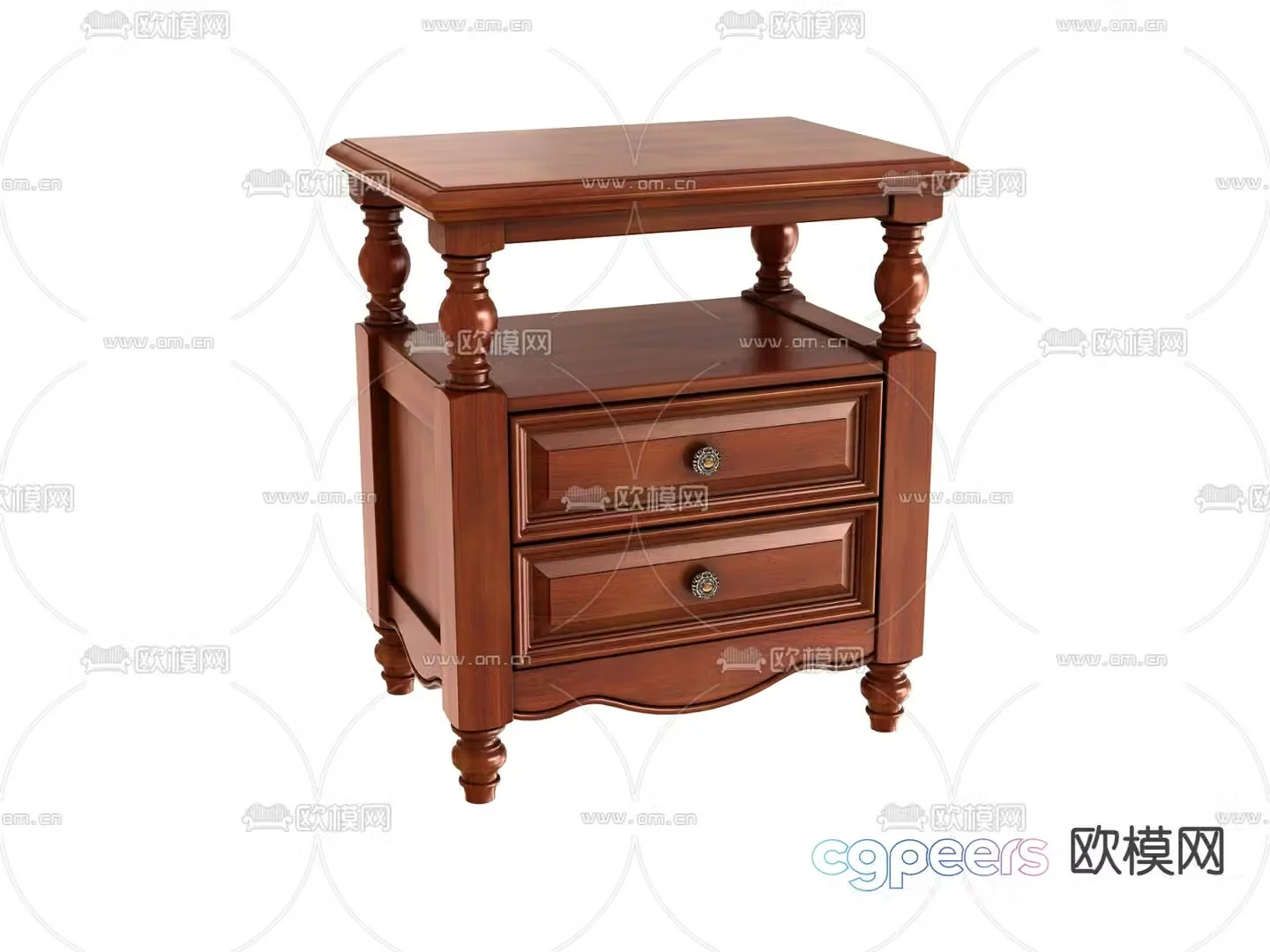 European style bedside table 3d model