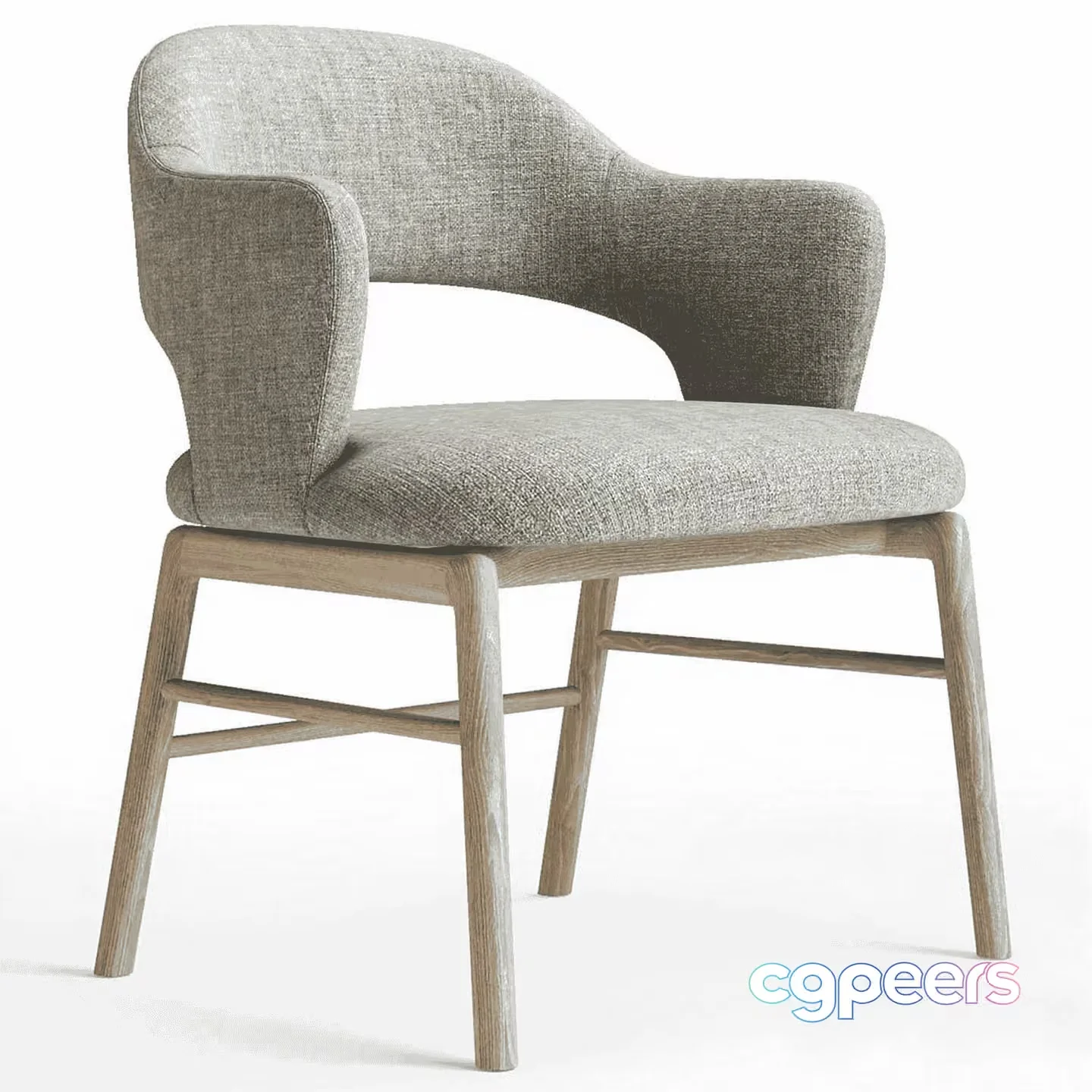 A Wooden Chair With A Light Gray Cushion 3D Model – 14147 – VRAY Render