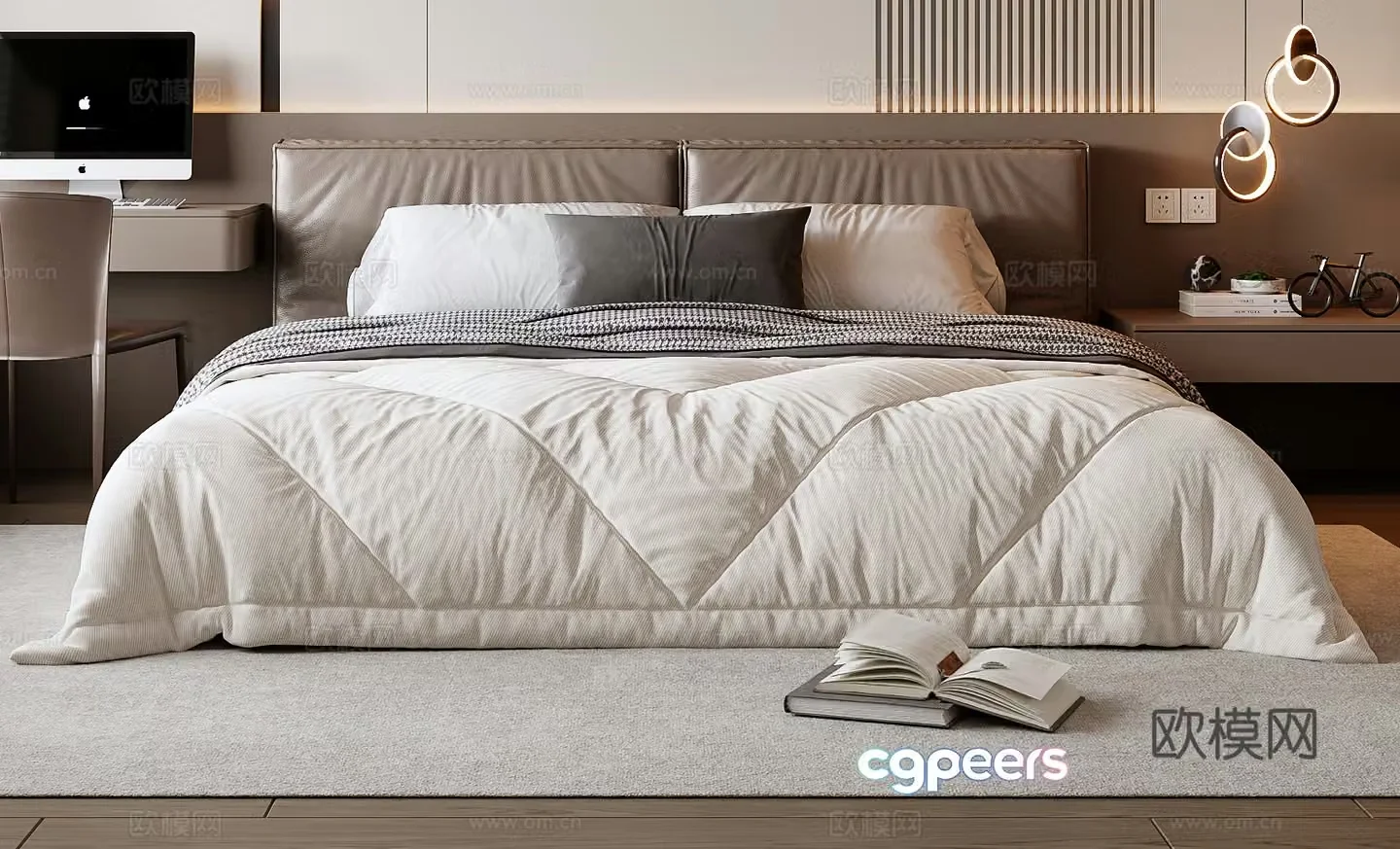 Italian double bed 3d model