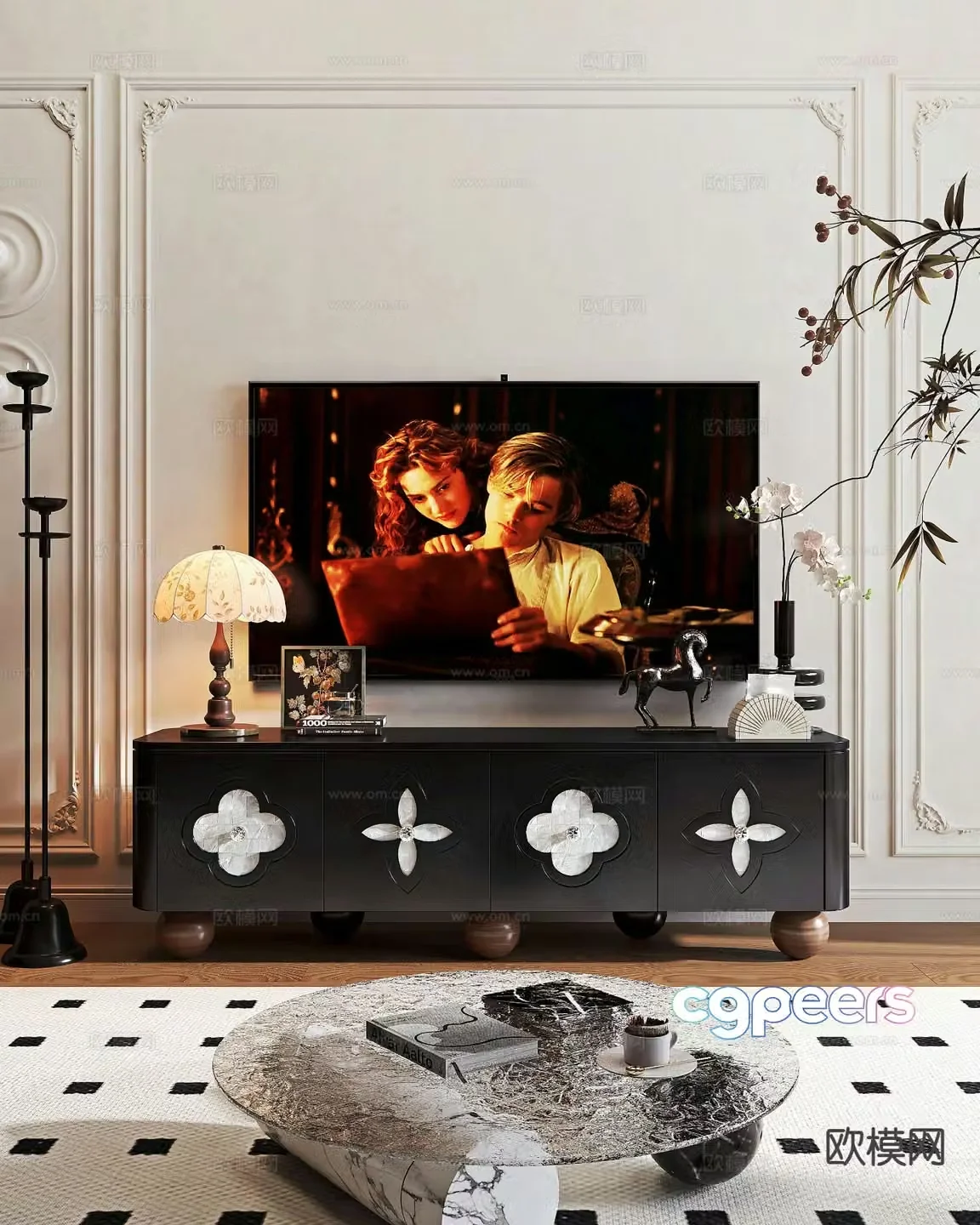French TV cabinet 3d model