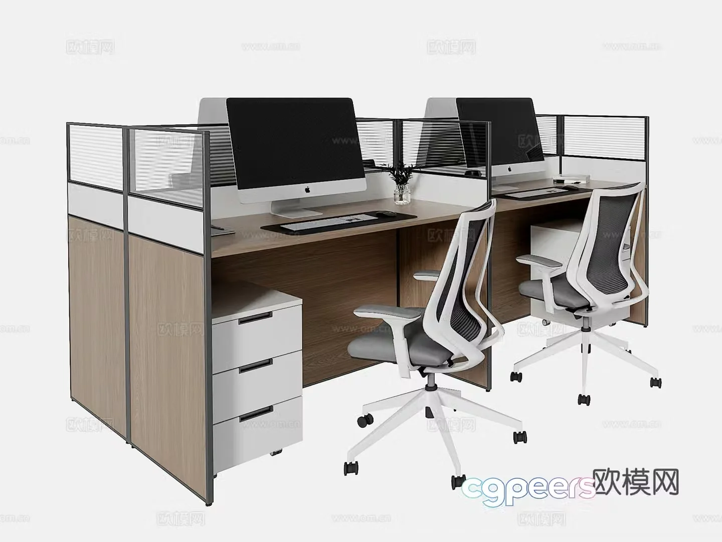 Modern office desk office desk chair staff position computer desk chair 3d model