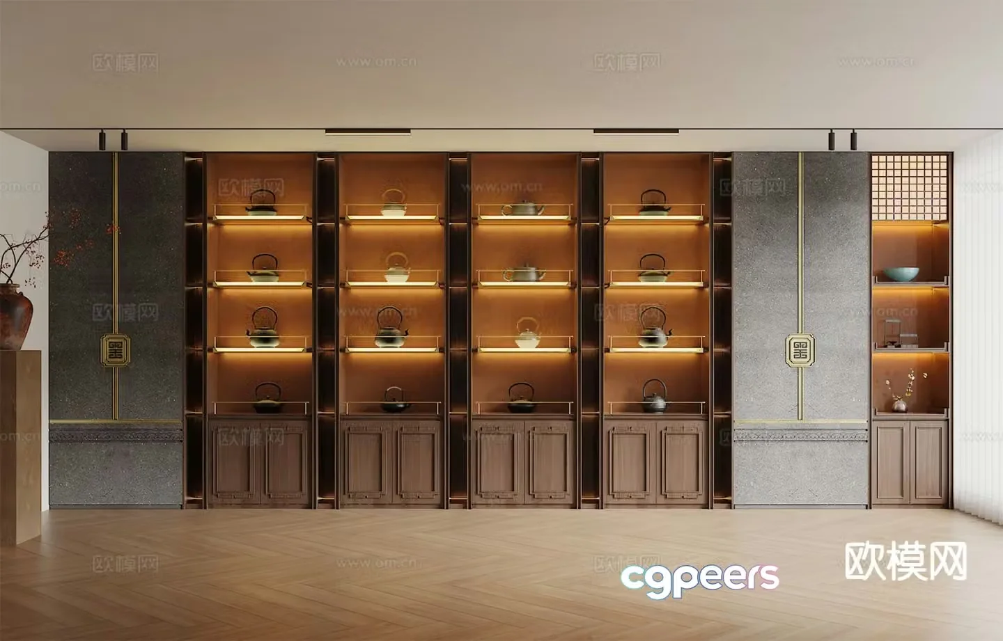 New Chinese style tea cabinet display cabinet 3d model
