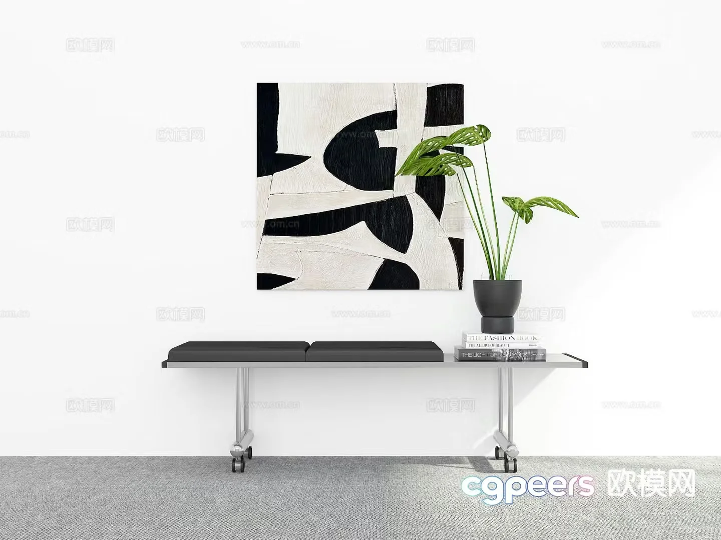 Modern shoe changing bench bench 3d model