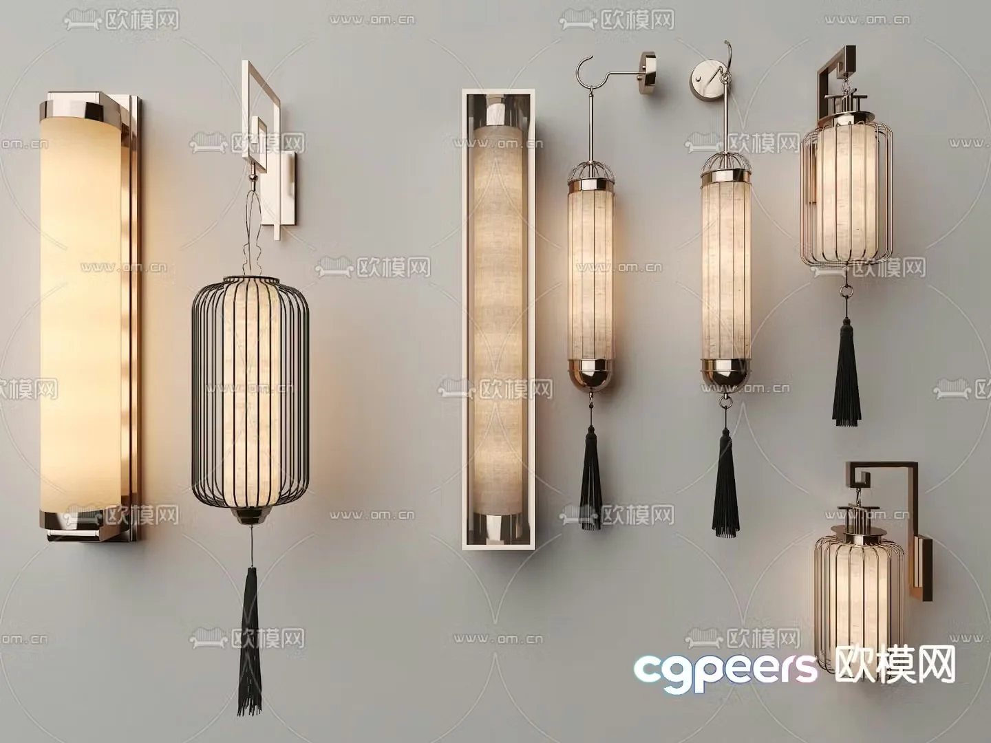 New Chinese style wall lamp long wall lamp 3d model