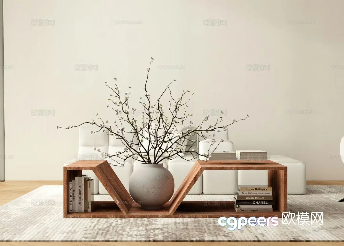Special shaped coffee table solid wood coffee table 3d model
