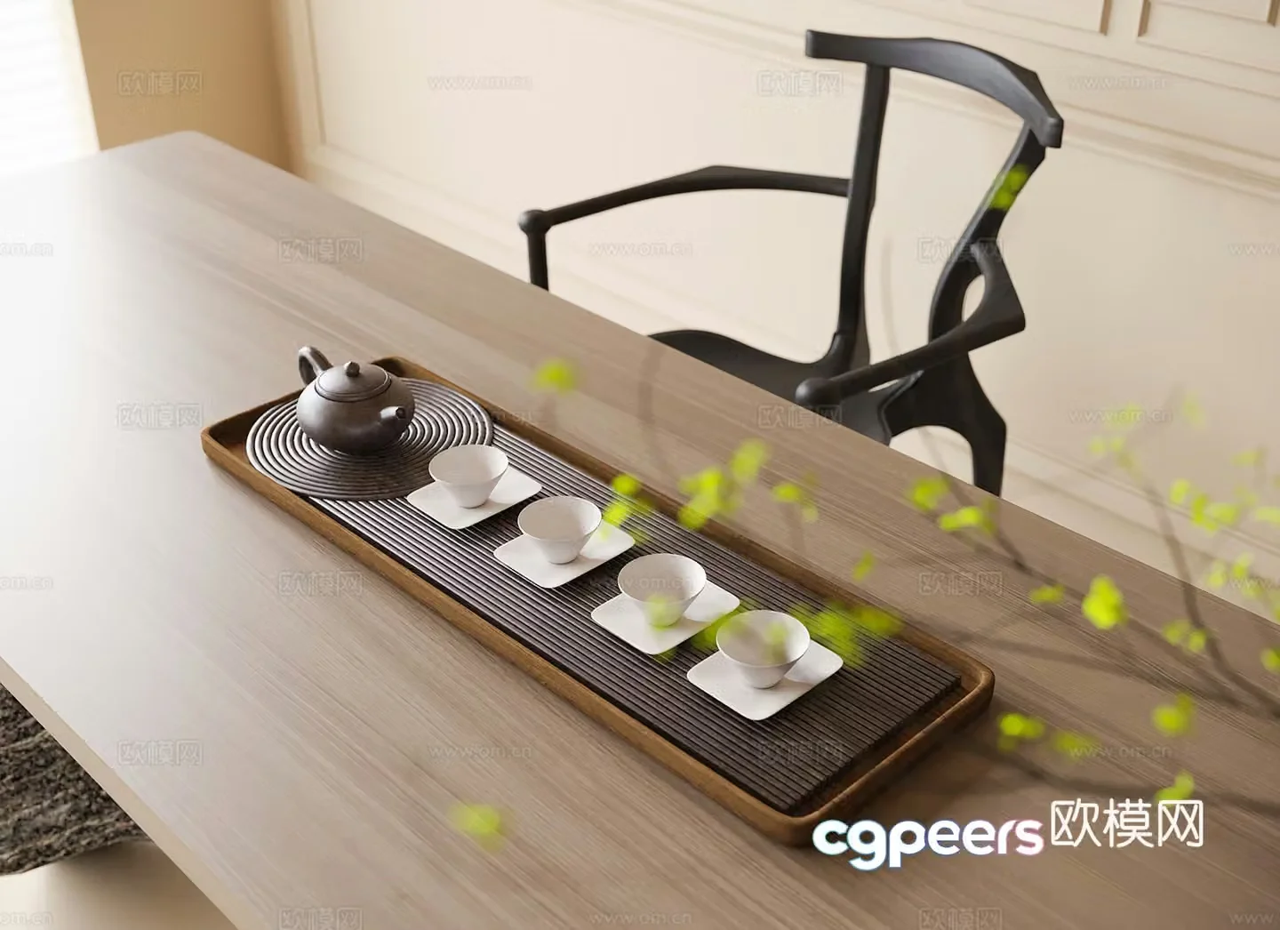 New Chinese tea set ornaments teapot teacup 3d model