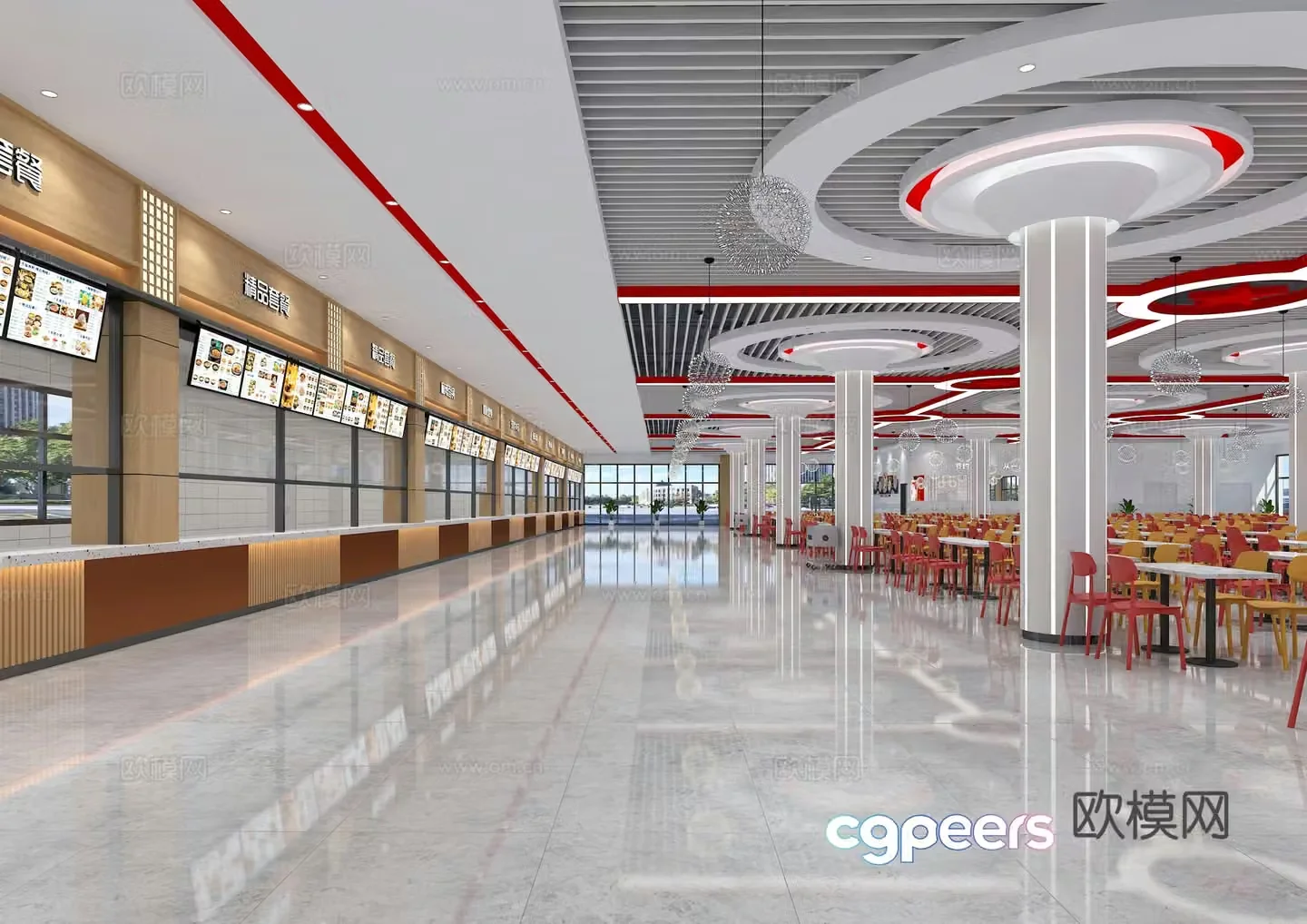 School cafeteria university cafeteria staff restaurant 3d model