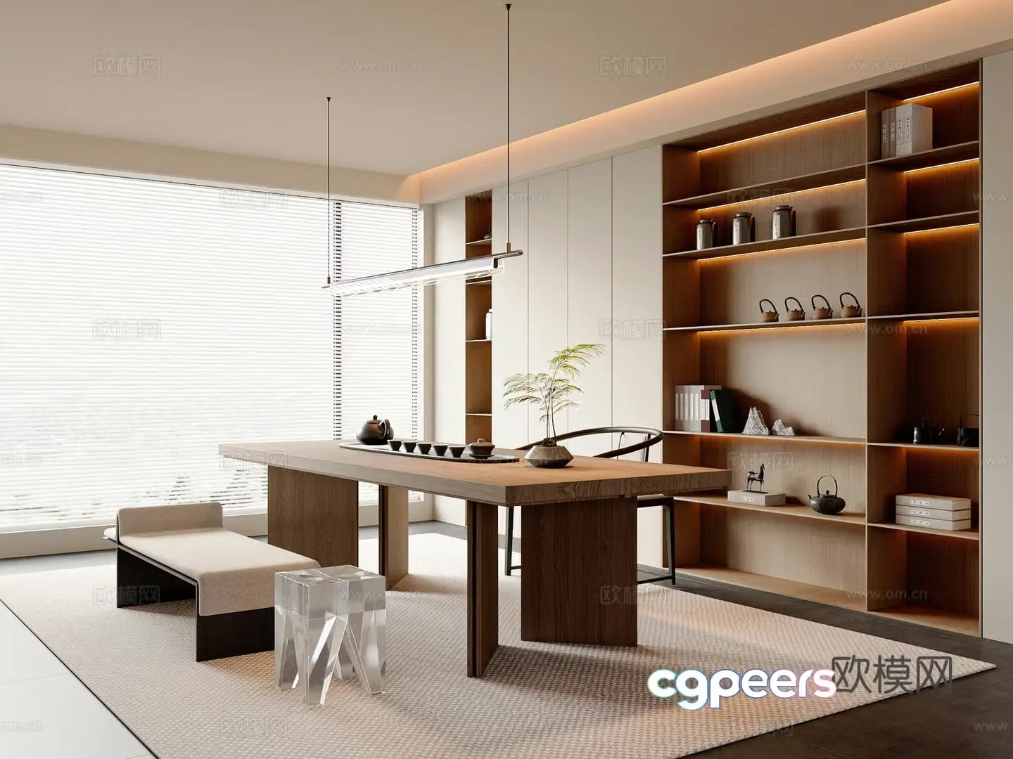 New Chinese style Chinese style tea room cabinet Tea room cabinet Tea room table combination Tea room jewelry ornaments Song style 3D model