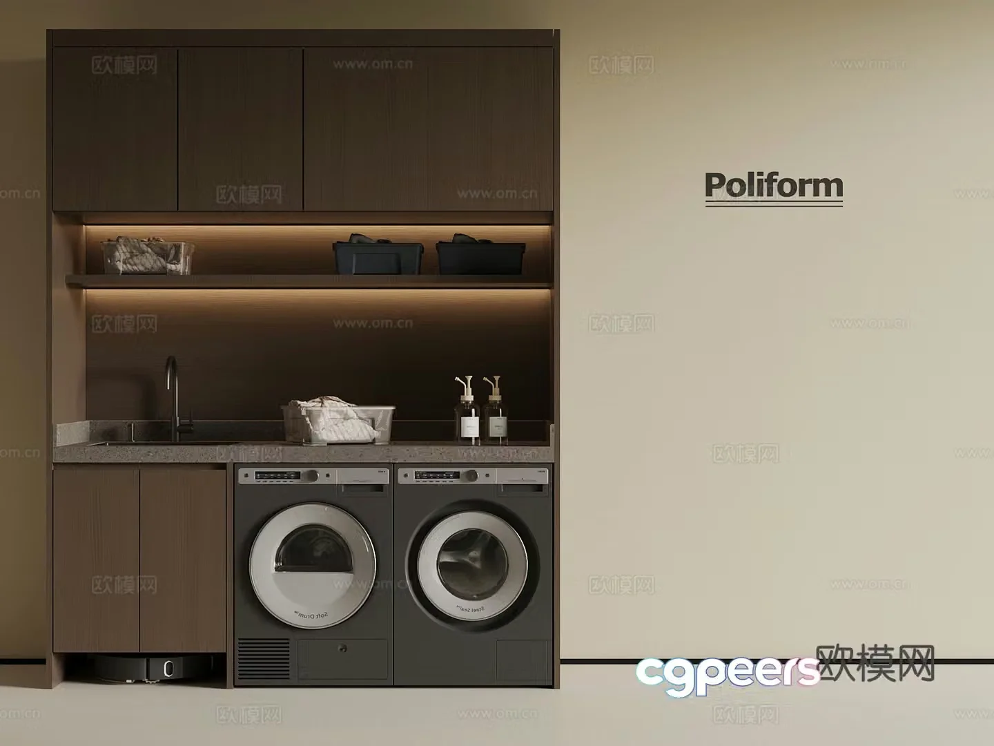 Modern washing machine cabinet sweeping robot 3d model