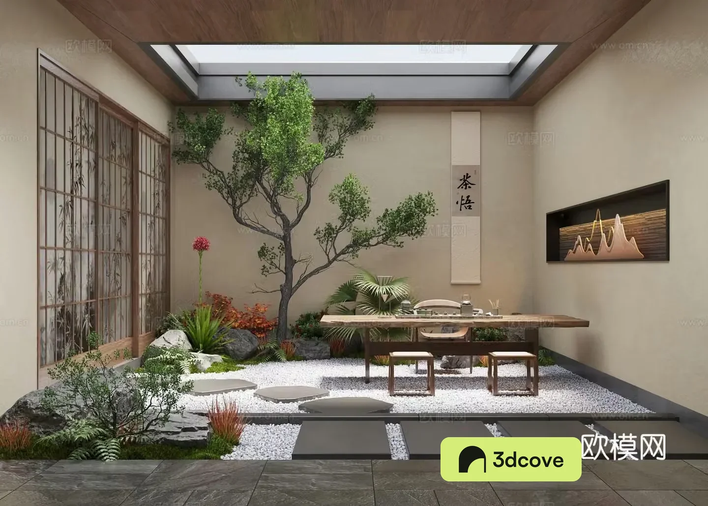 New Chinese style Zen patio courtyard landscape plants moss landscape