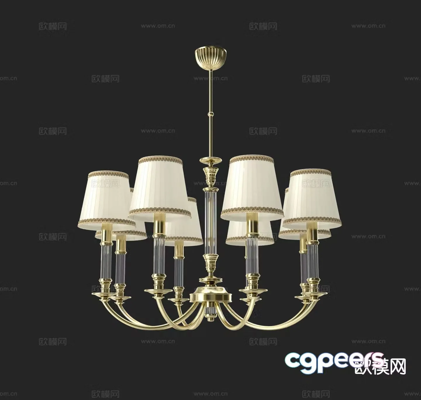 European style chandelier hall chandelier 3d model