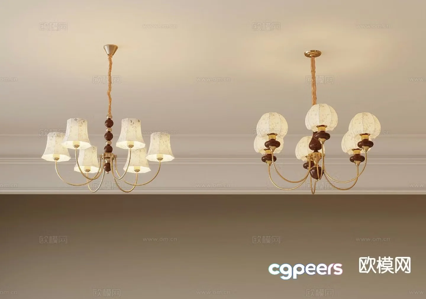Cream style chandelier multi-head chandelier 3d model