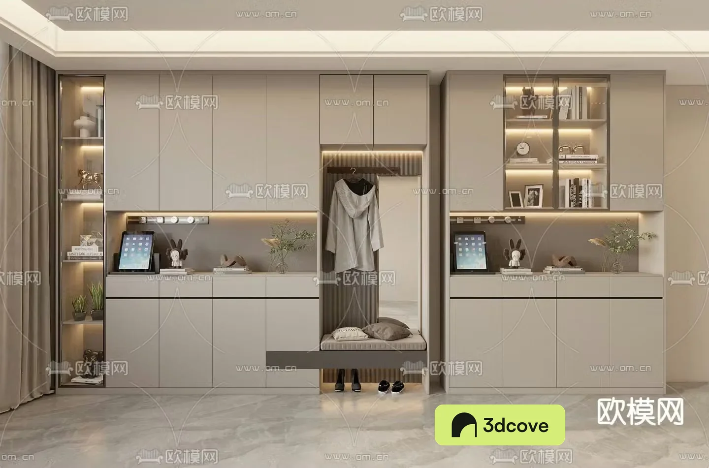 Modern entrance shoe cabinet shoe and hat cabinet