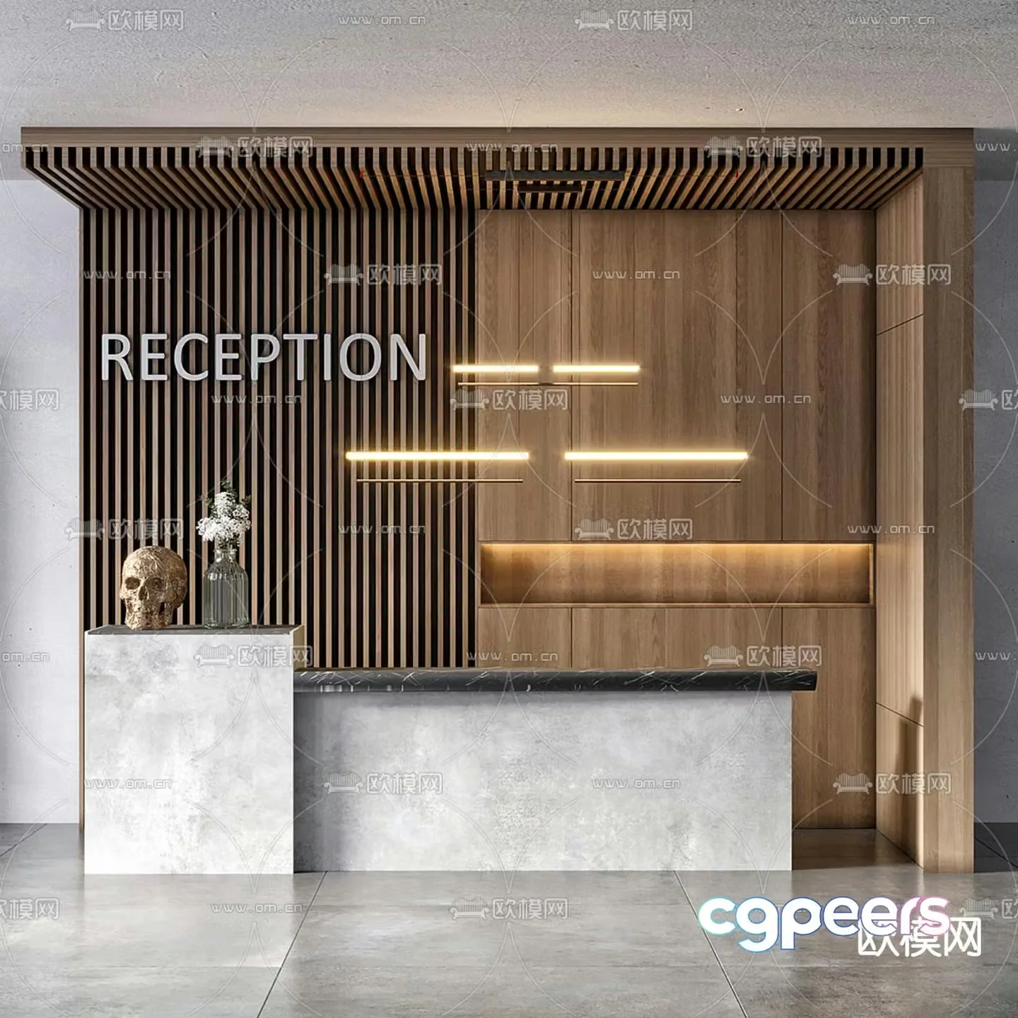 Front desk reception desk service desk 3d model