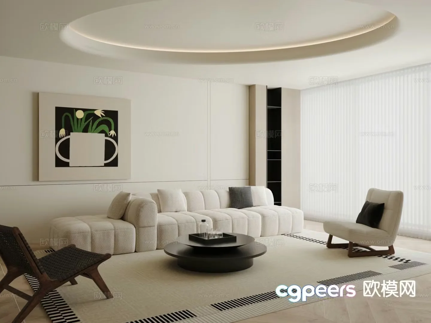 Cream style modular sofa 3d model