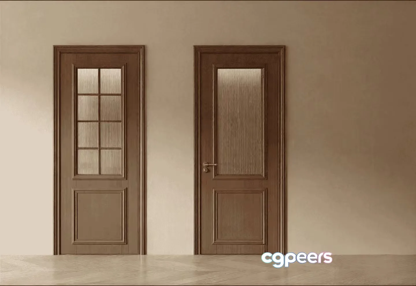 Two Brown Doors 3D Model – 18238 – VRAY Render