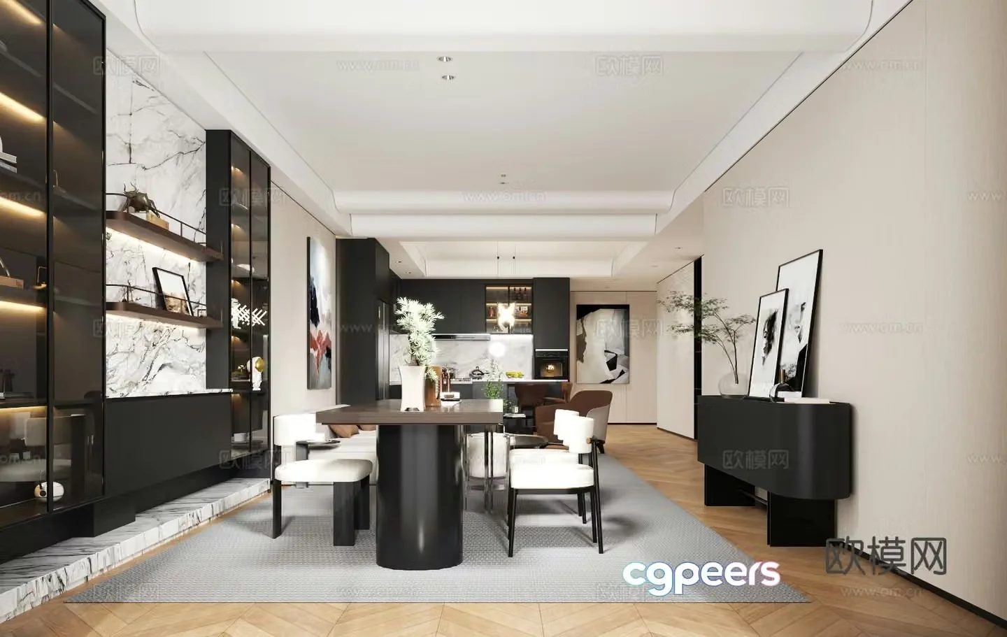 Modern guest restaurant 3d model