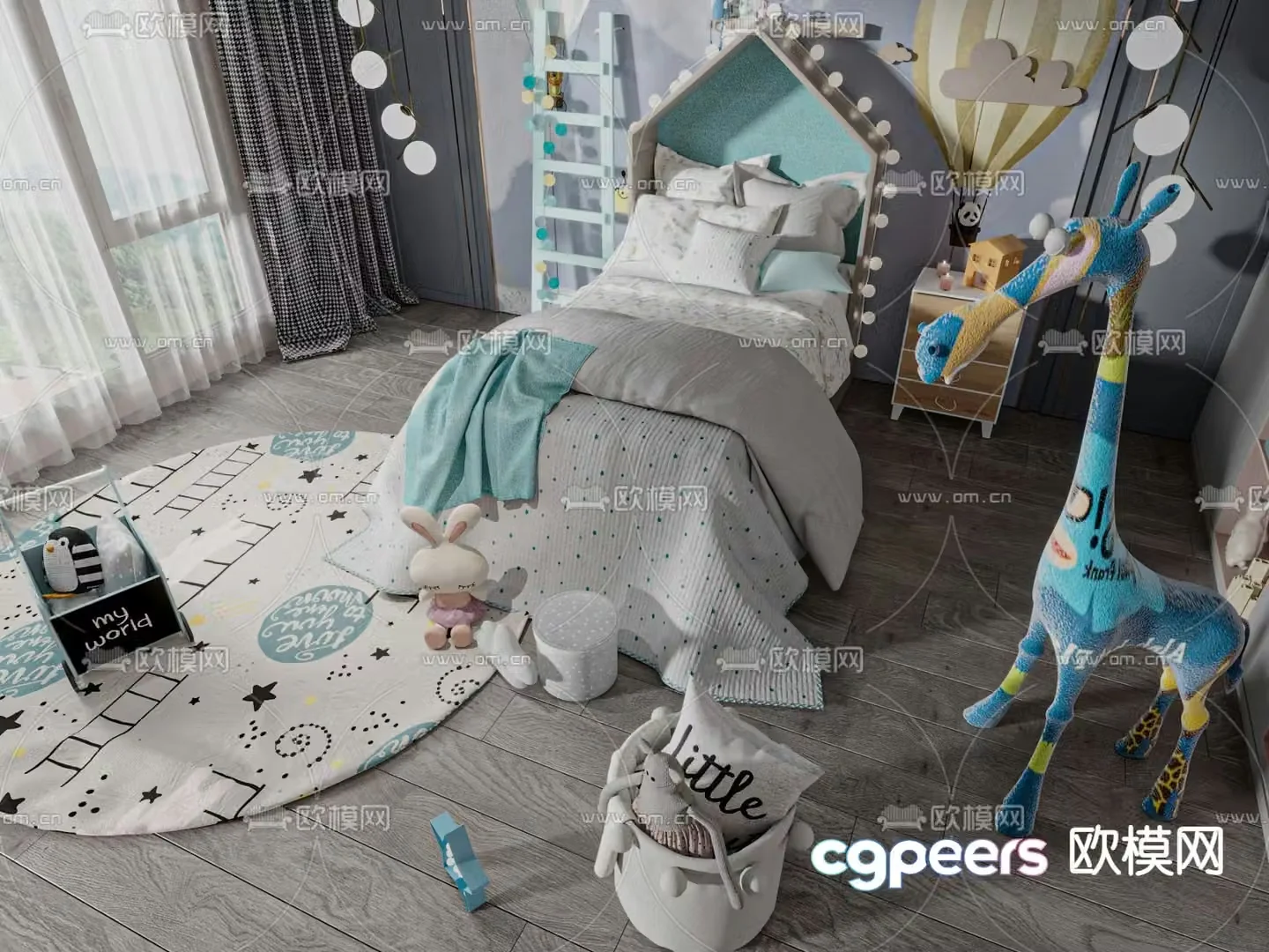 Modern children’s bed 3d model